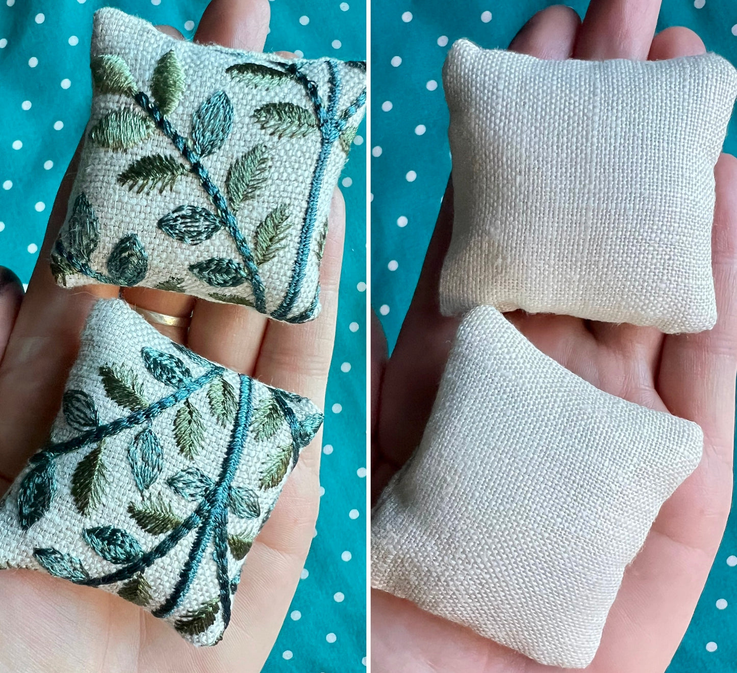Doll Pillows E - Set of Two Handmade Miniatures - 1:12 Scale