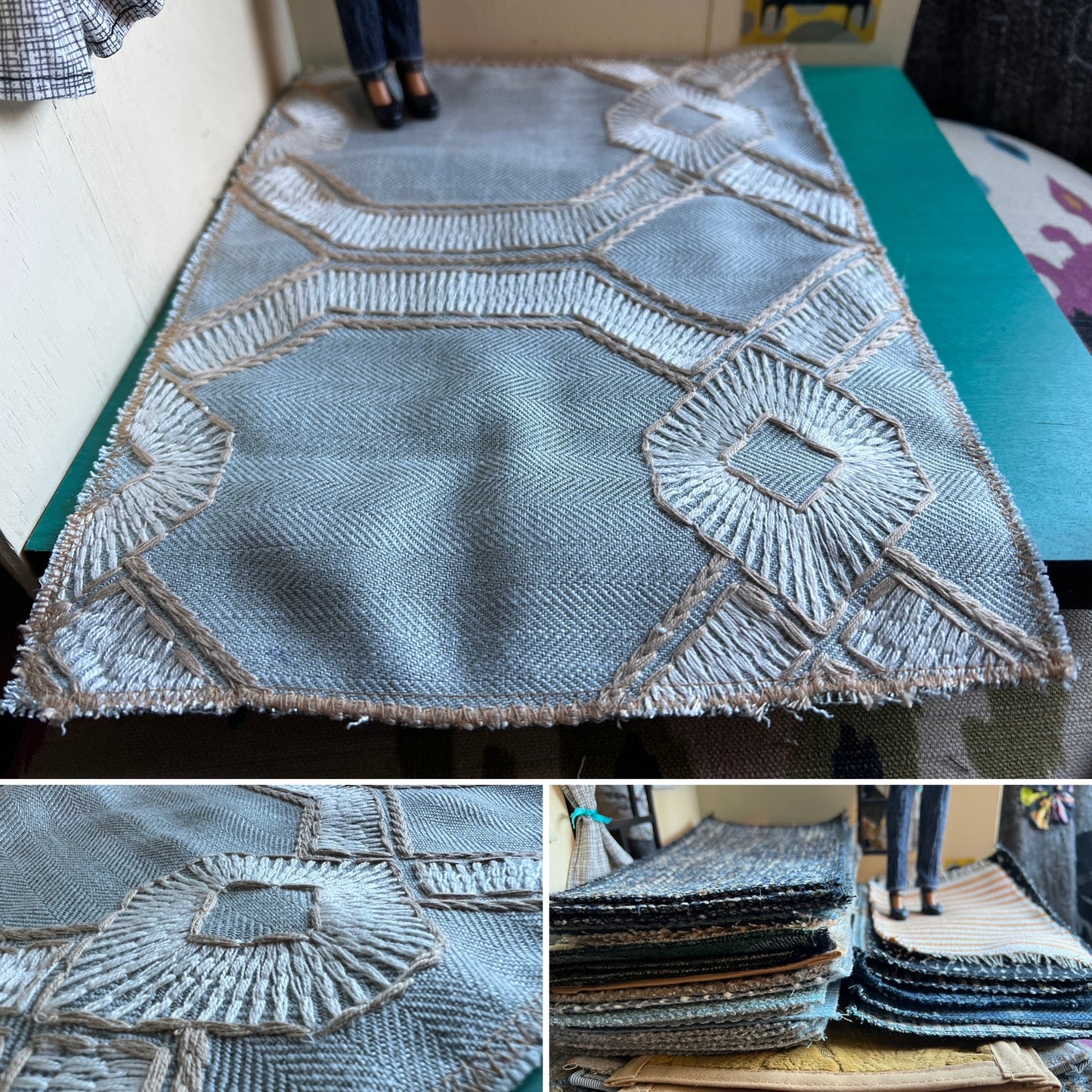 Dollhouse Rug - Upholstery Sample -  Miniature 1:12 or 1:6 Scale