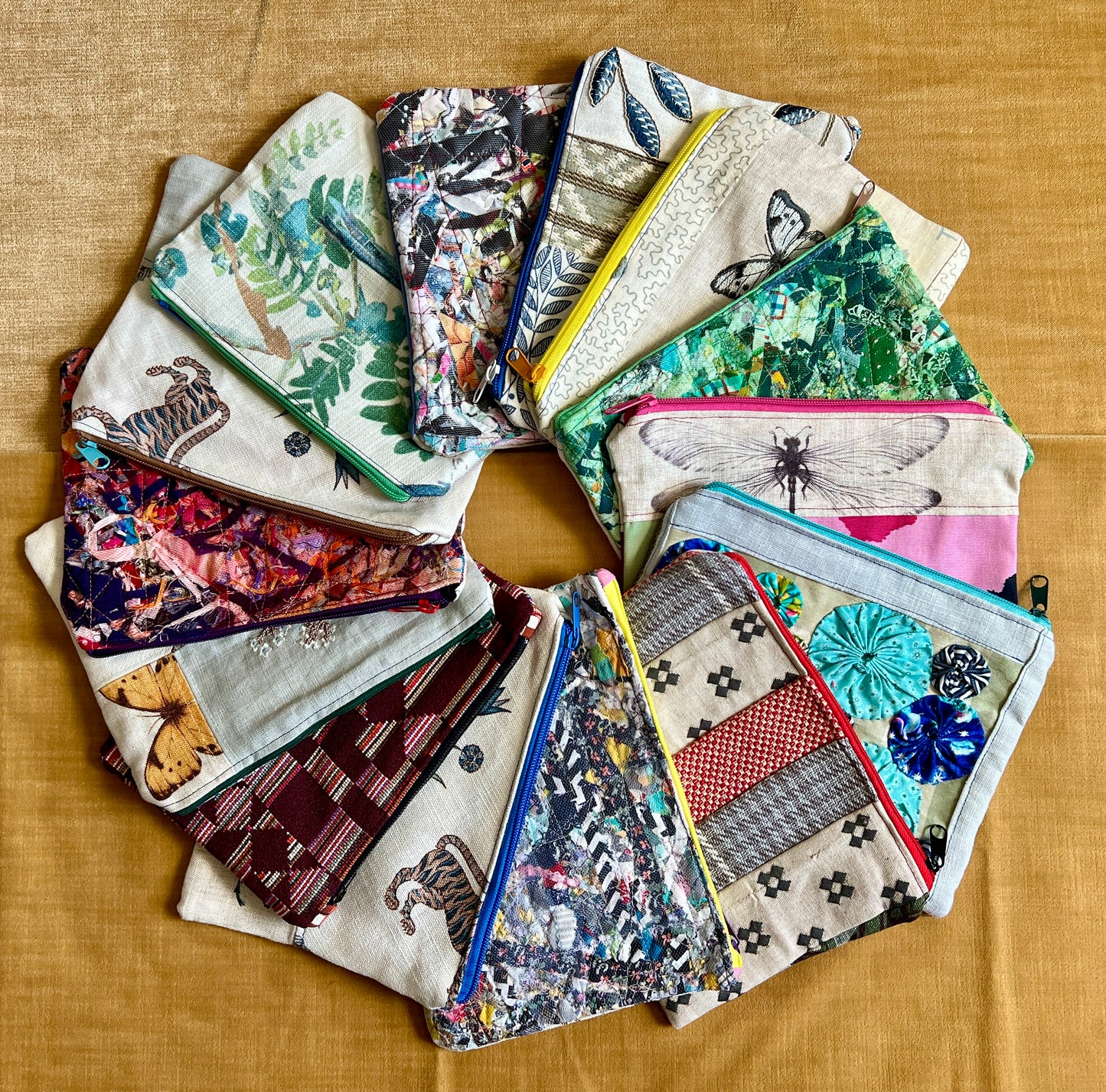 Designer Fabric Zipper Pouch - Upcycled Reusable Bag Zip Pouch