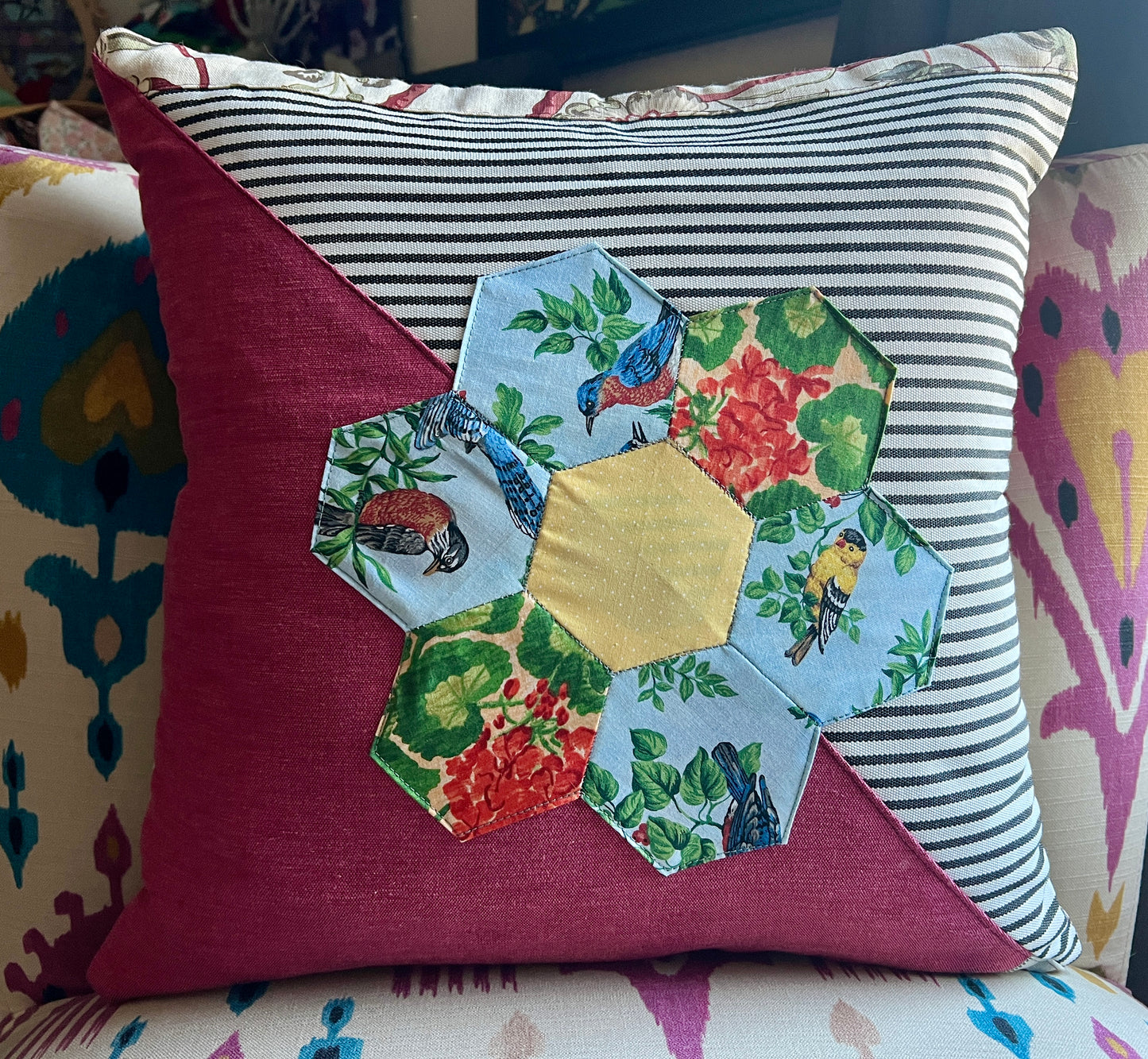 Large Pillow Cover - Envelope Back Closure - 18x18 inches - Designer Fabrics or Rainbow Stripes