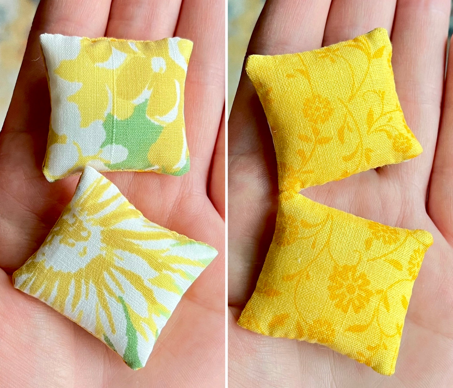 Doll Pillows A - Tiny Set of Two Handmade Miniatures - 1:12 Scale or 1:24 Scale