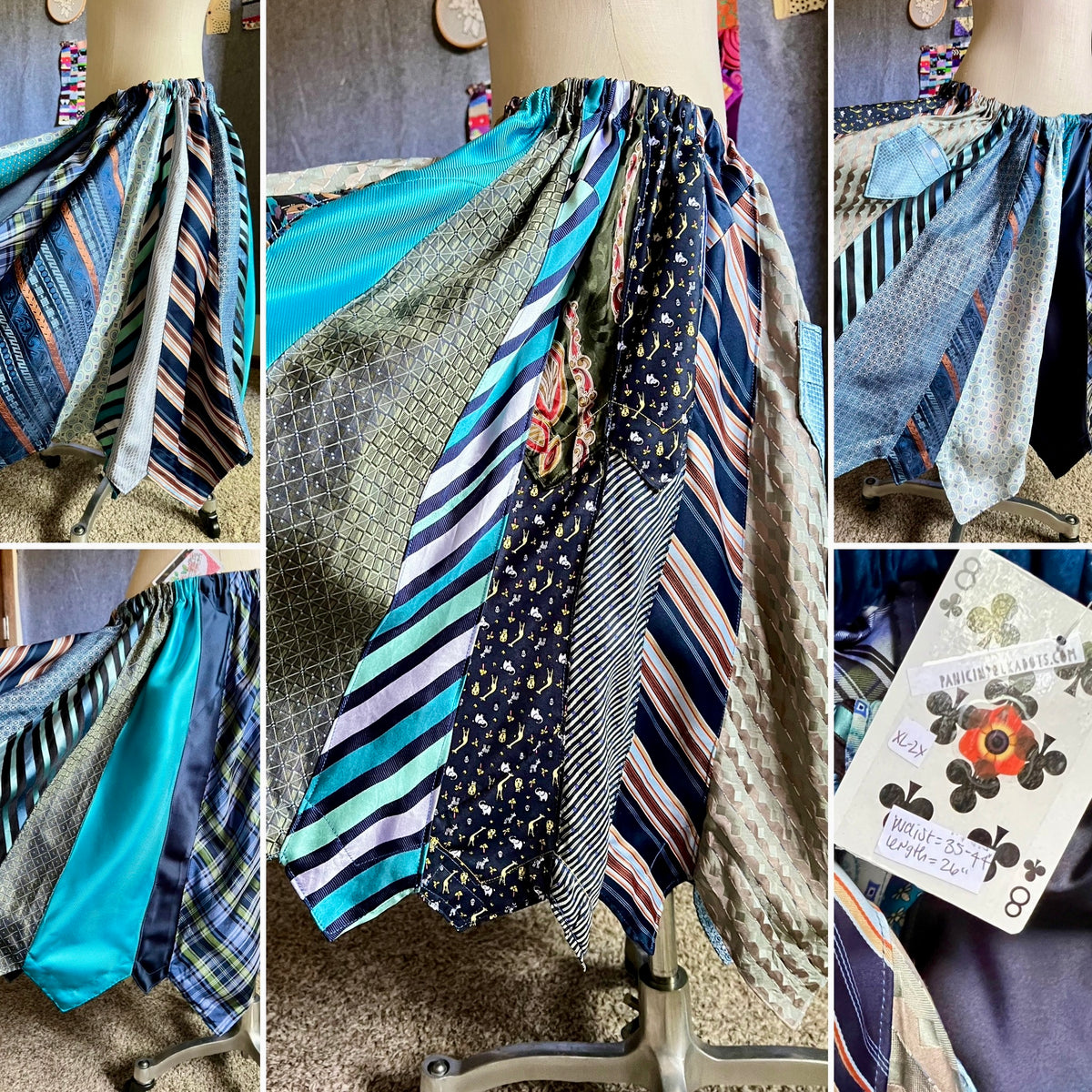 Panic Clothing - Skirt Collection - Patchwork or Neckties - Sustainable Upcycled with Pockets!