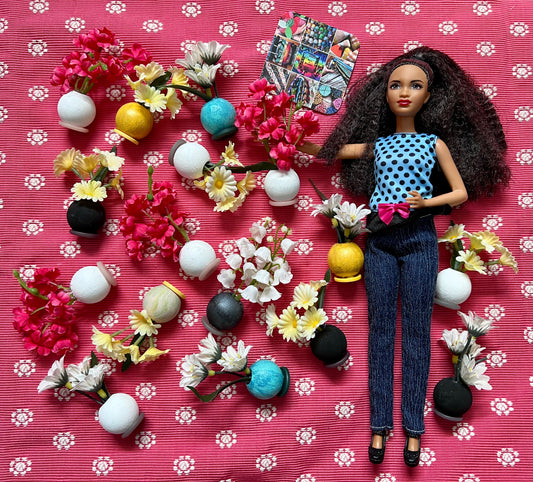 Flowers for Barbie - Miniature Dollhouse Floral Arrangement in Vase - 1:6 Scale