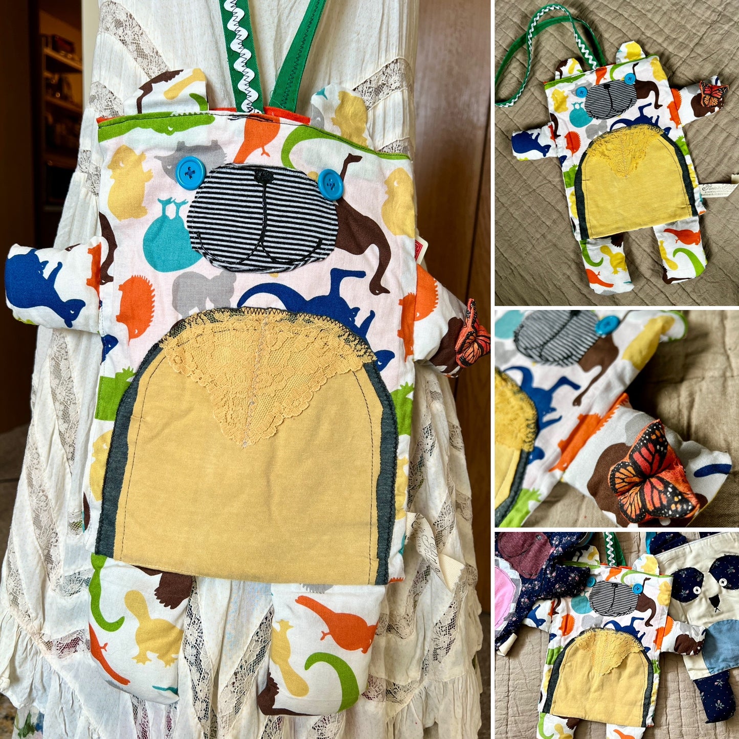 Handcrafted Tote Bag - Monster or Animal Friend - Large Tote