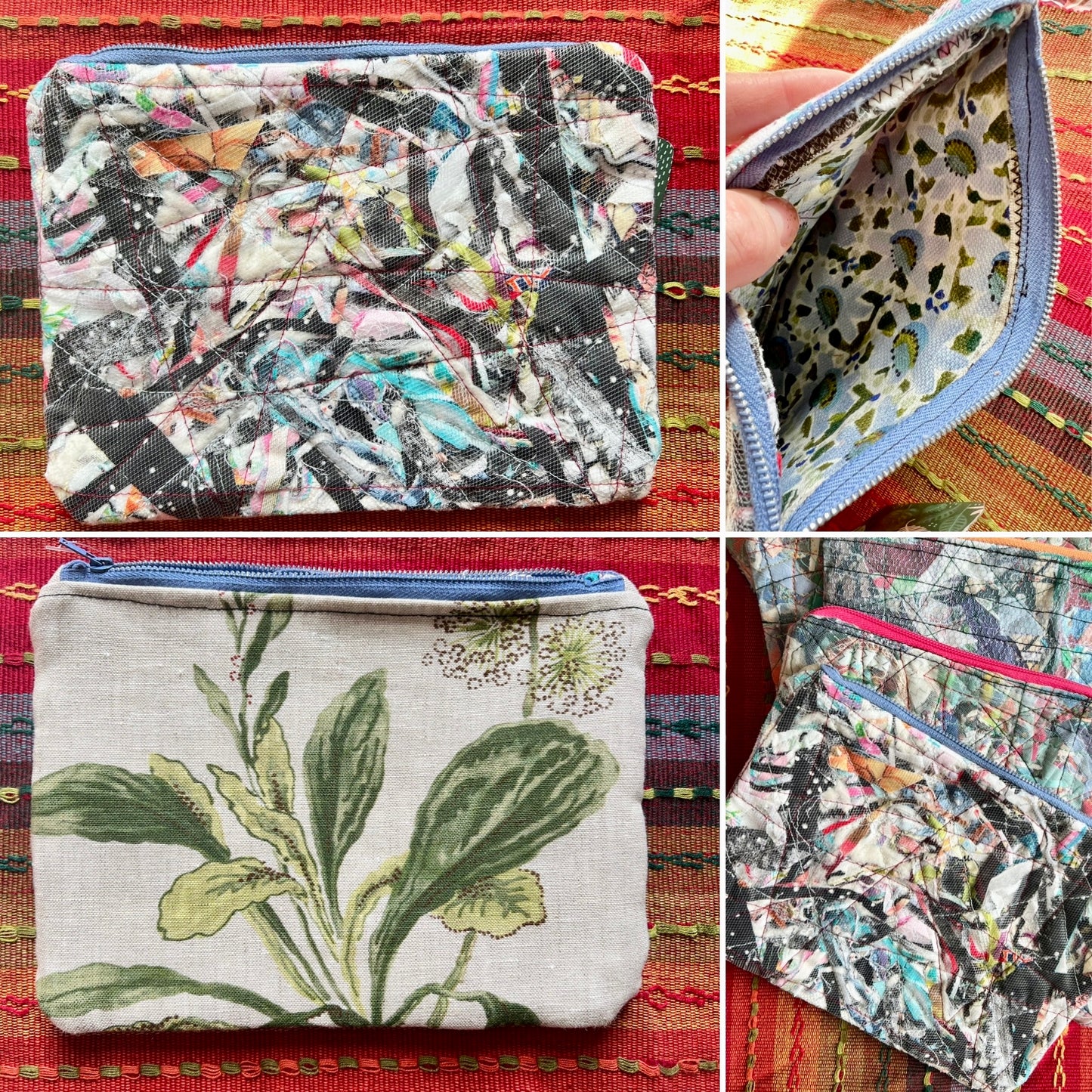 Zipper Pouch - Hexie Scraps, Mesh Over Scraps or Catface