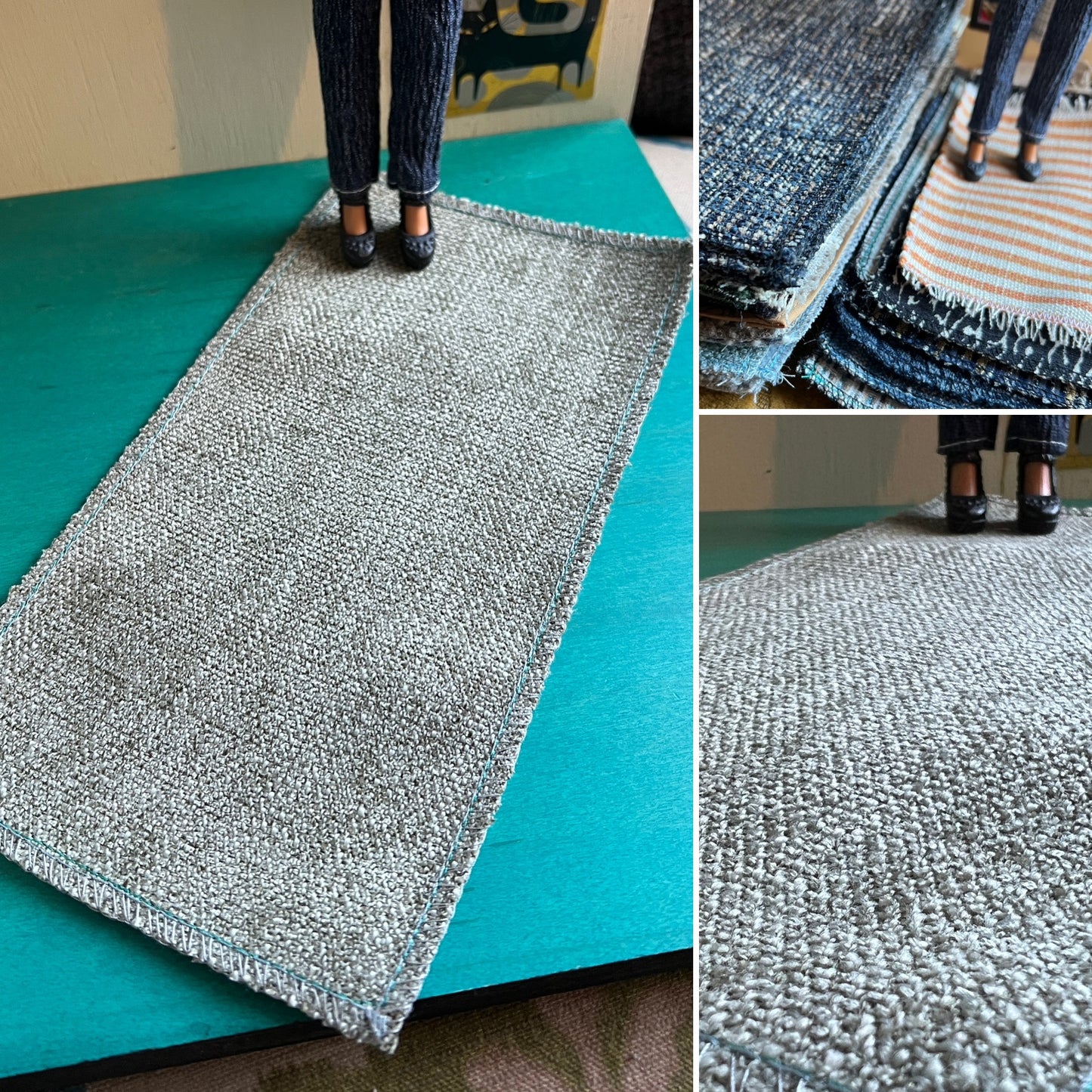 Miniature Dollhouse Rug - Upholstery Sample - 1:12 or 1:6 Scale