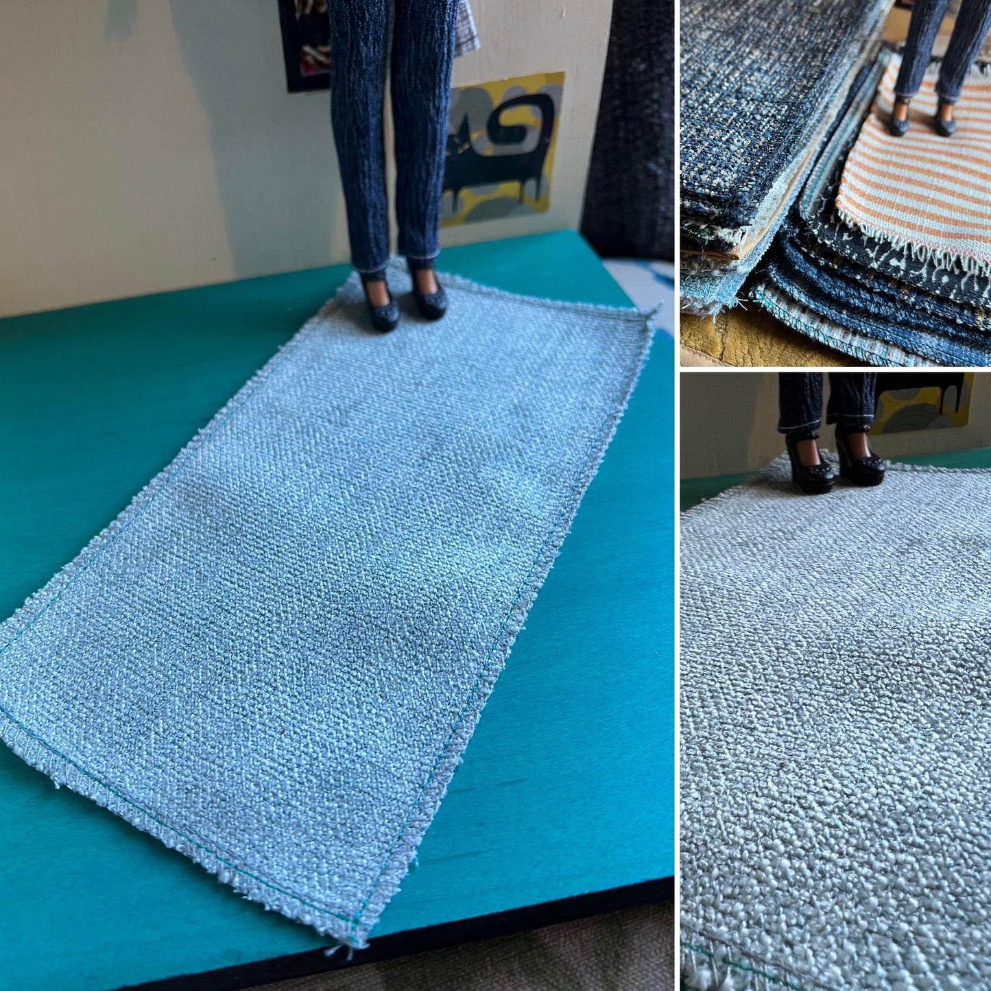 Miniature Dollhouse Rug - Upholstery Sample - 1:12 or 1:6 Scale