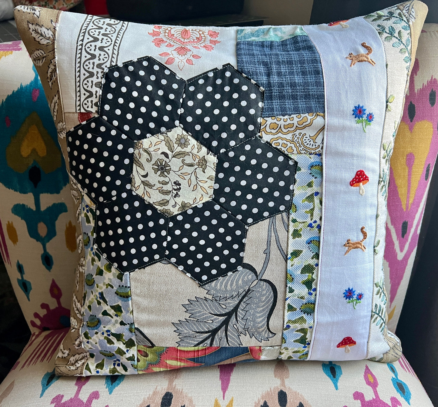 Large Pillow Cover - Envelope Back Closure - 18x18 inches - Designer Fabrics or Rainbow Stripes