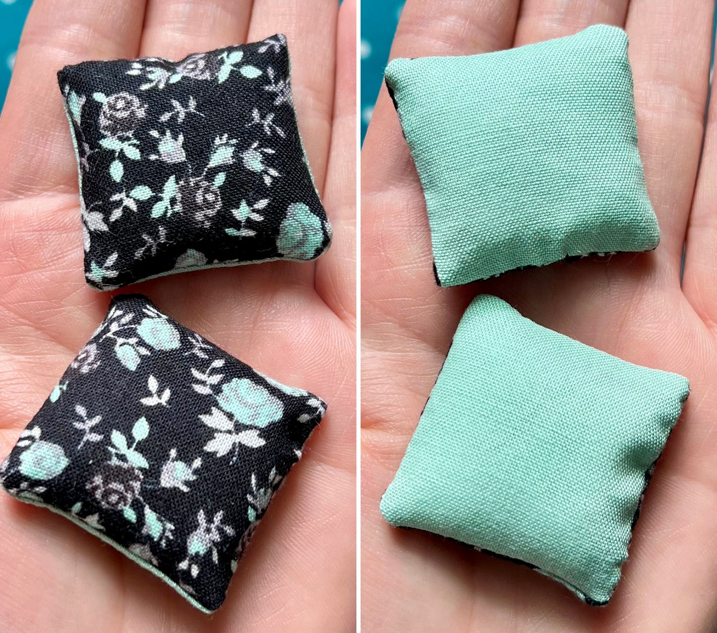 Doll Pillows A - Tiny Set of Two Handmade Miniatures - 1:12 Scale or 1:24 Scale