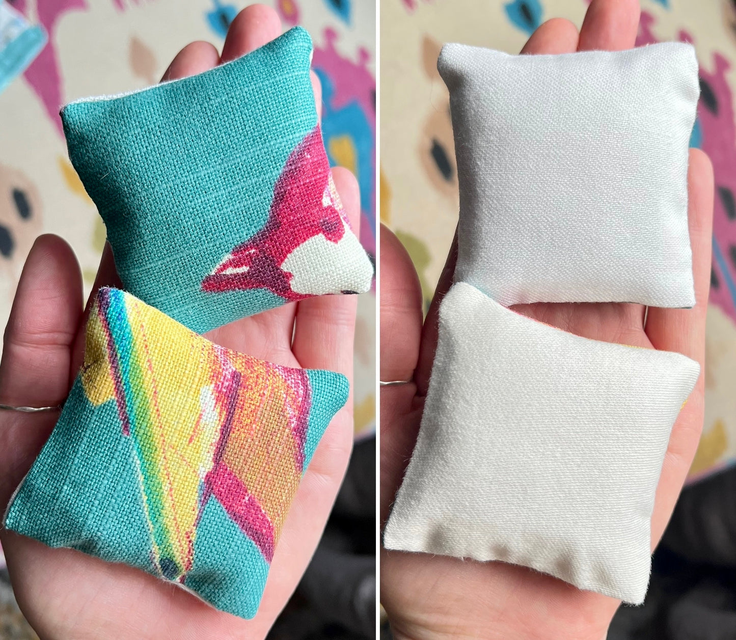 Barbie Doll Pillows - Handmade miniatures Set of Two -  1:6 Scale