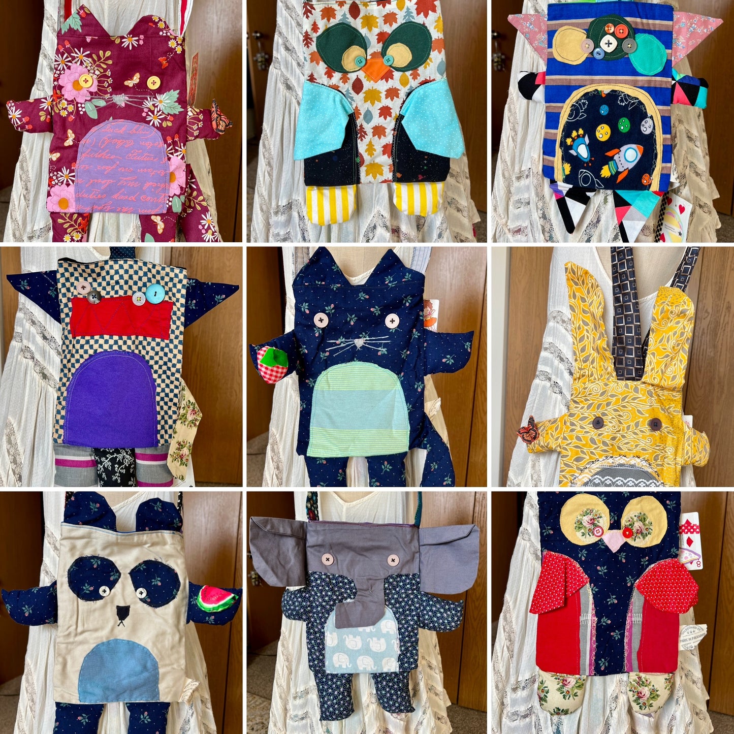 Handcrafted Tote Bag - Monster or Animal Friend - Large Tote