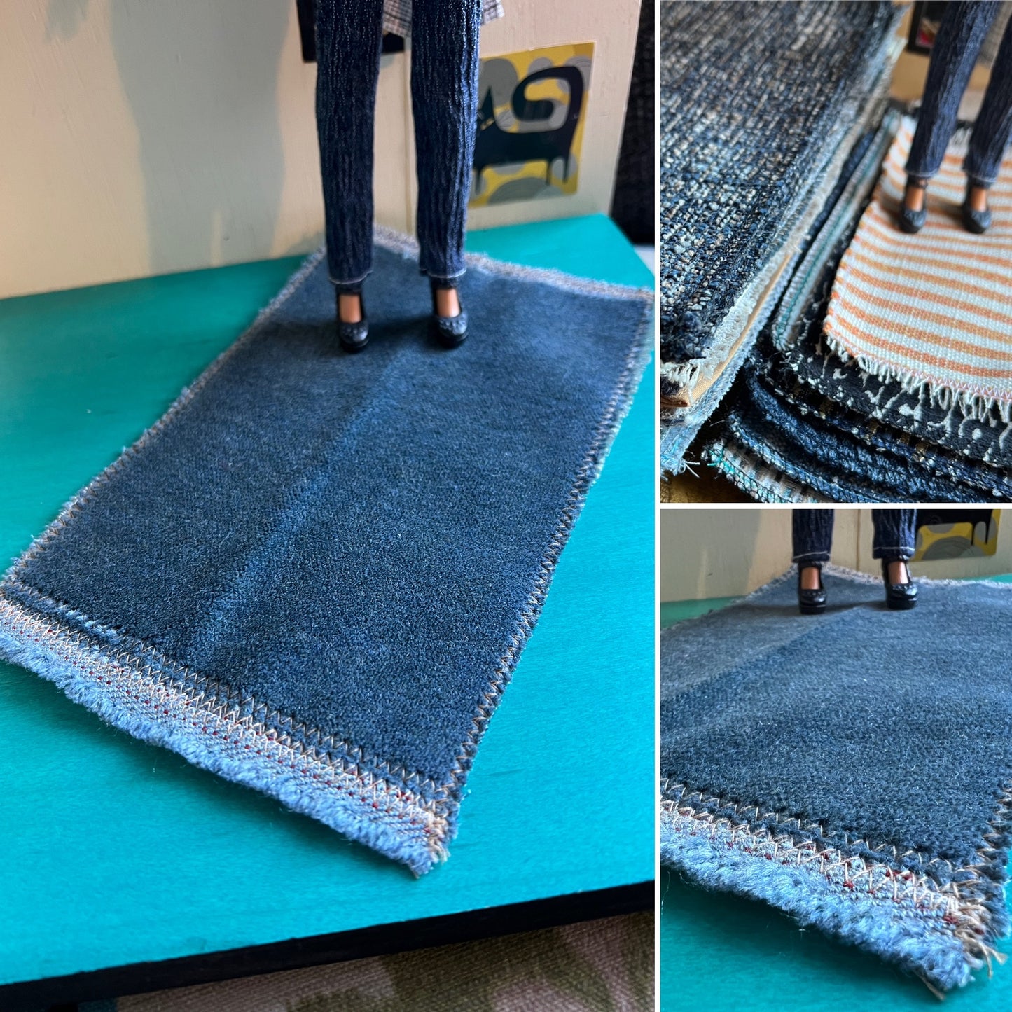 Dollhouse Rug - Upholstery Sample -  Miniature 1:12 or 1:6 Scale