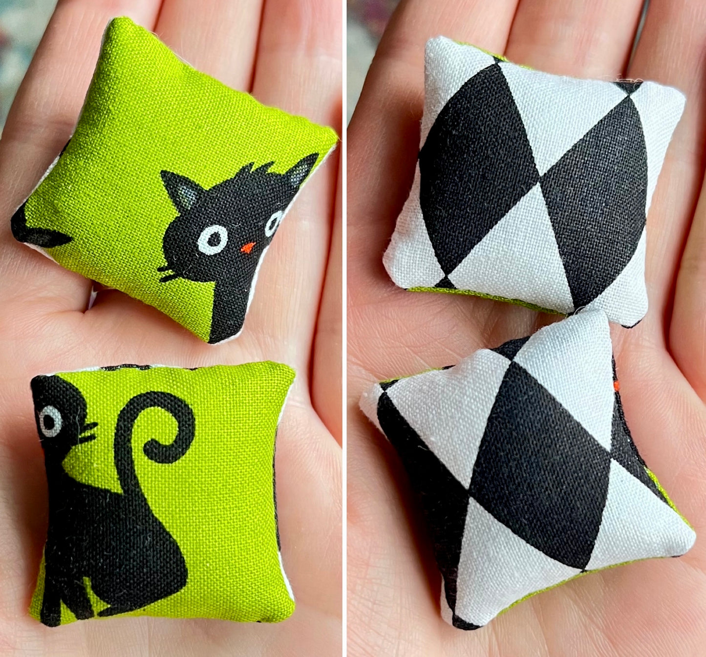 Doll Pillows A - Tiny Set of Two Handmade Miniatures - 1:12 Scale or 1:24 Scale