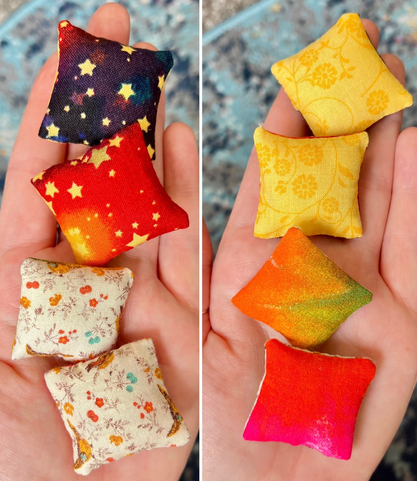 Doll Pillows A - Tiny Set of Two Handmade Miniatures - 1:12 Scale or 1:24 Scale