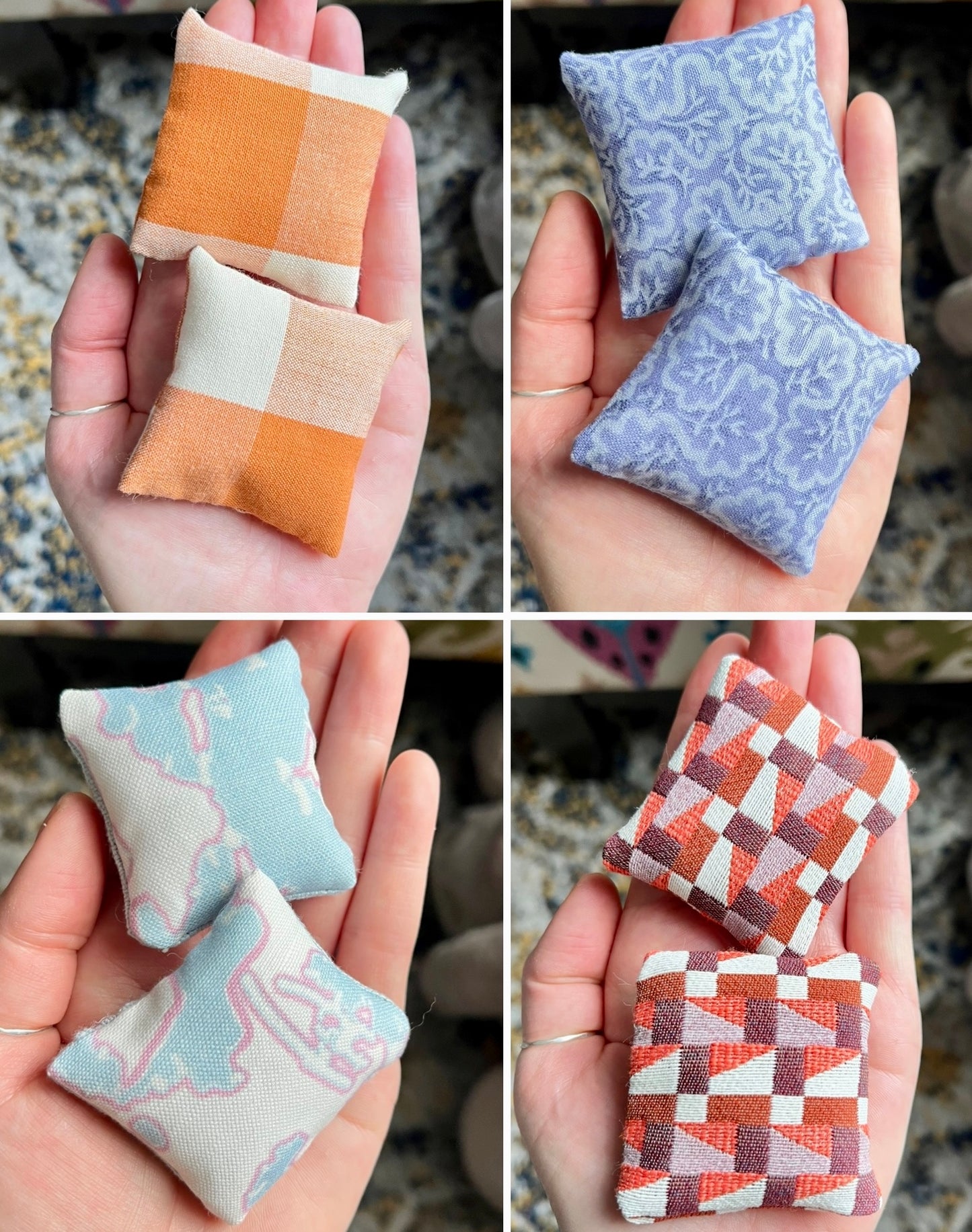 Barbie Doll Pillows - Handmade miniatures Set of Two -  1:6 Scale