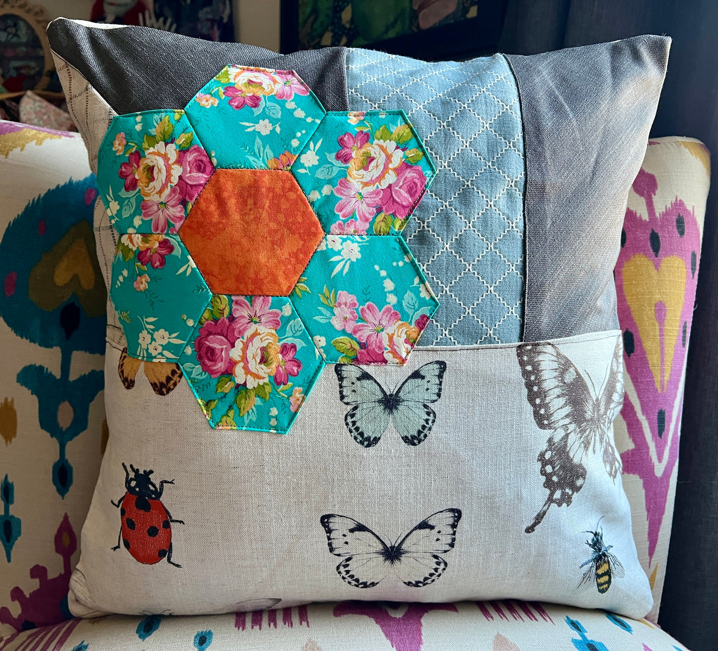 Large Pillow Cover - Envelope Back Closure - 18x18 inches - Designer Fabrics or Rainbow Stripes