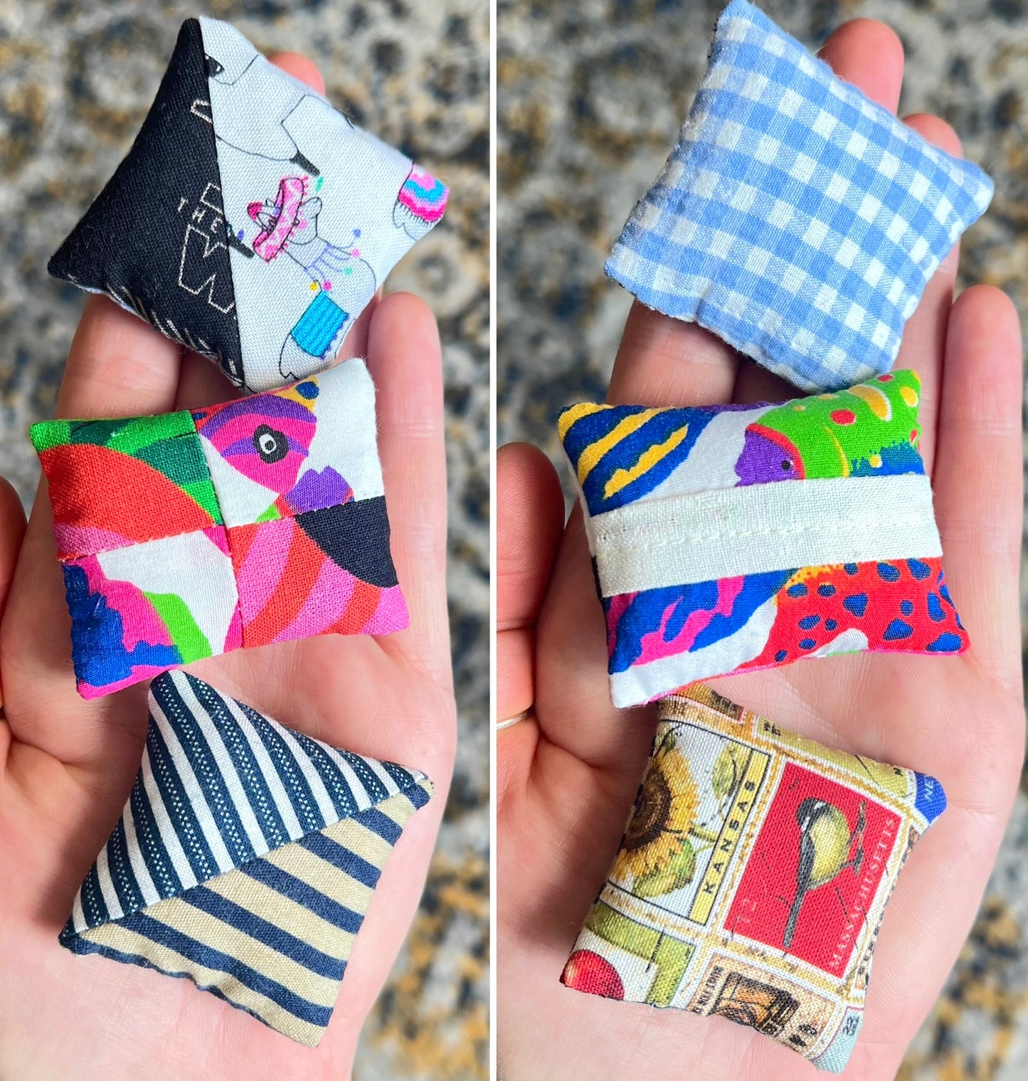 Doll Pillows C - Patchwork Sold Individually - 1:12 Scale