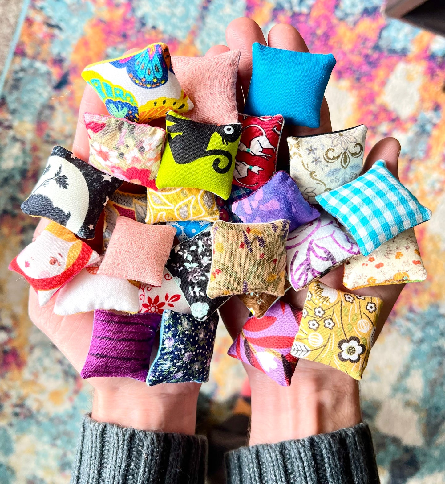 Doll Pillows A - Tiny Set of Two Handmade Miniatures - 1:12 Scale or 1:24 Scale