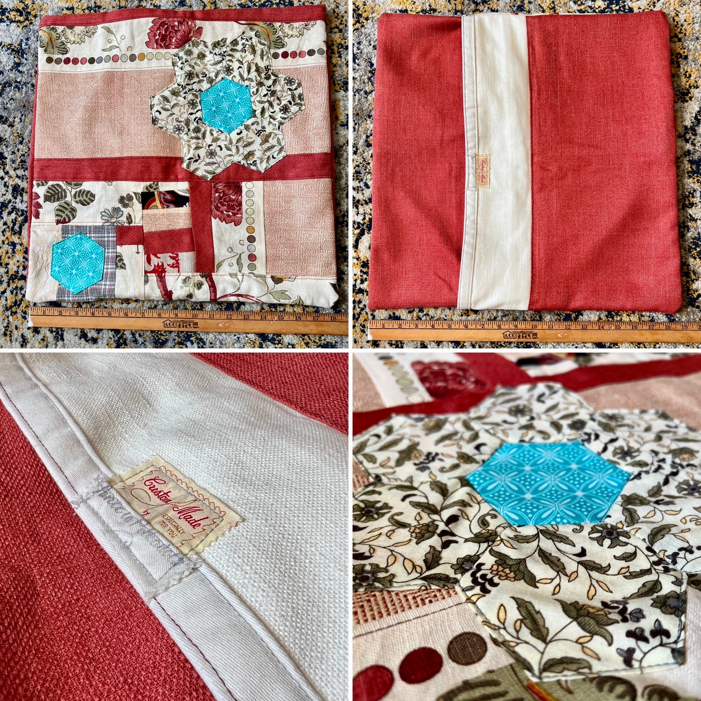 Large Pillow Cover - Envelope Back Closure - 18x18 inches - Designer Fabrics or Rainbow Stripes