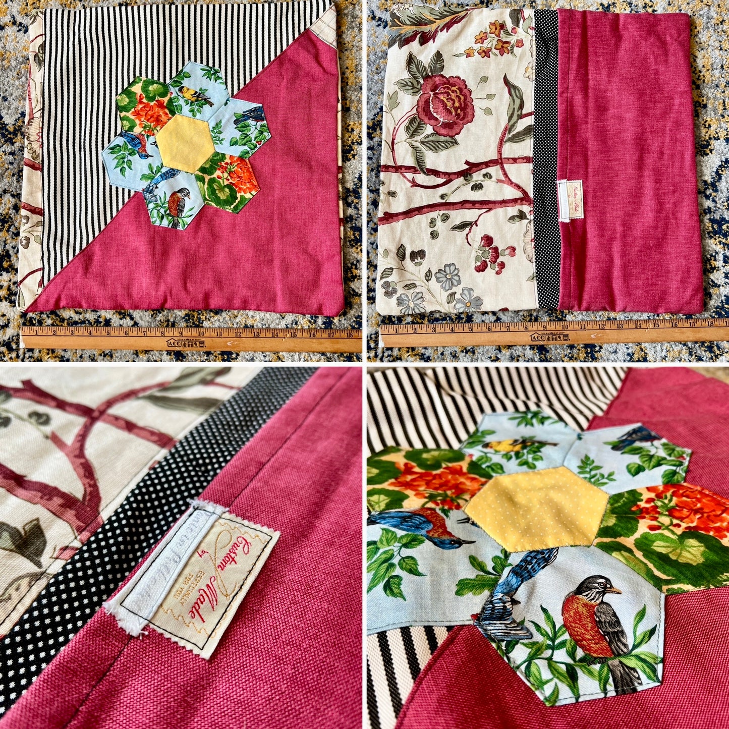 Large Pillow Cover - Envelope Back Closure - 18x18 inches - Designer Fabrics or Rainbow Stripes