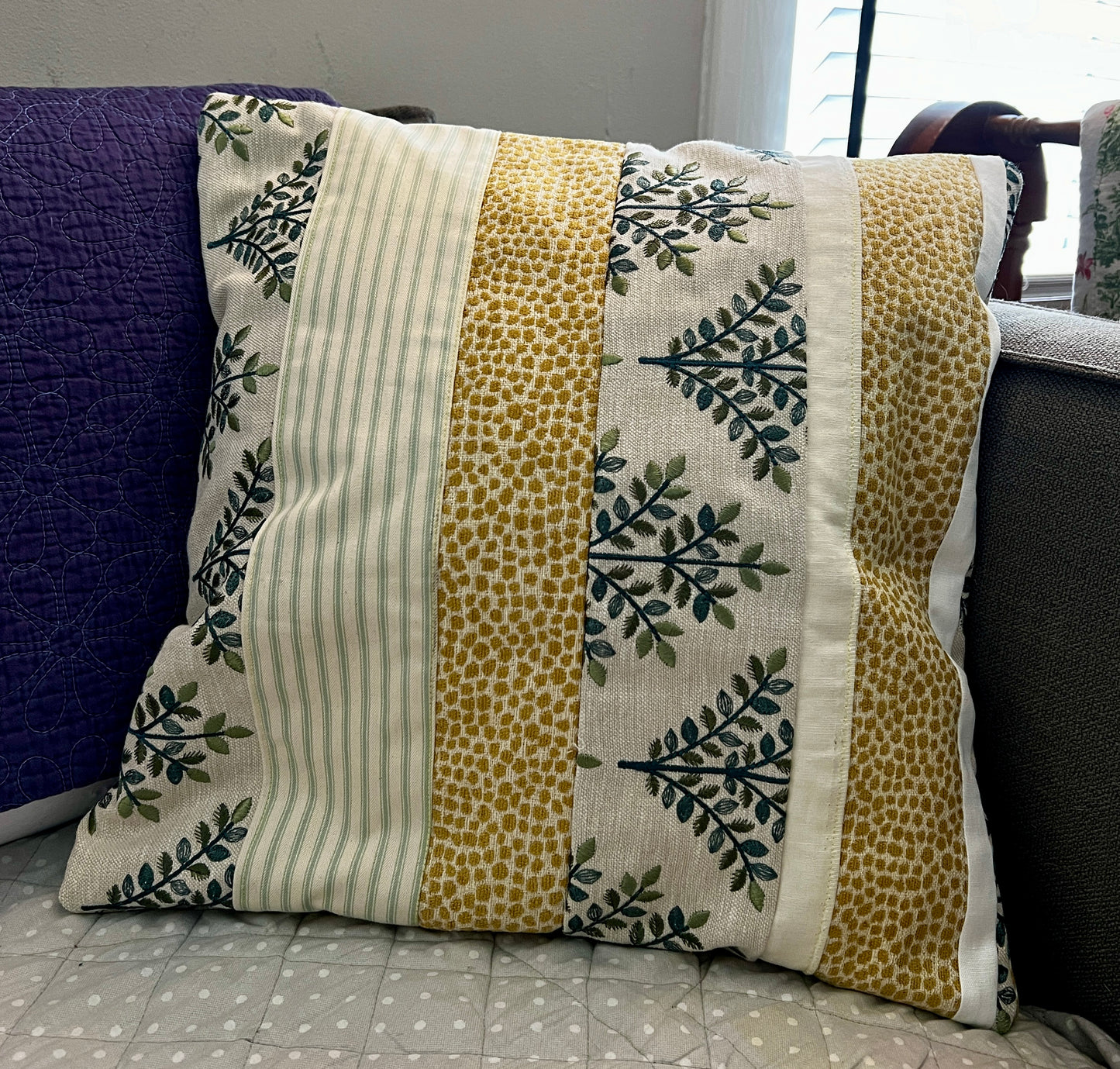 Large Pillow Cover - Envelope Back Closure - 18x18 inches - Designer Fabrics or Rainbow Stripes