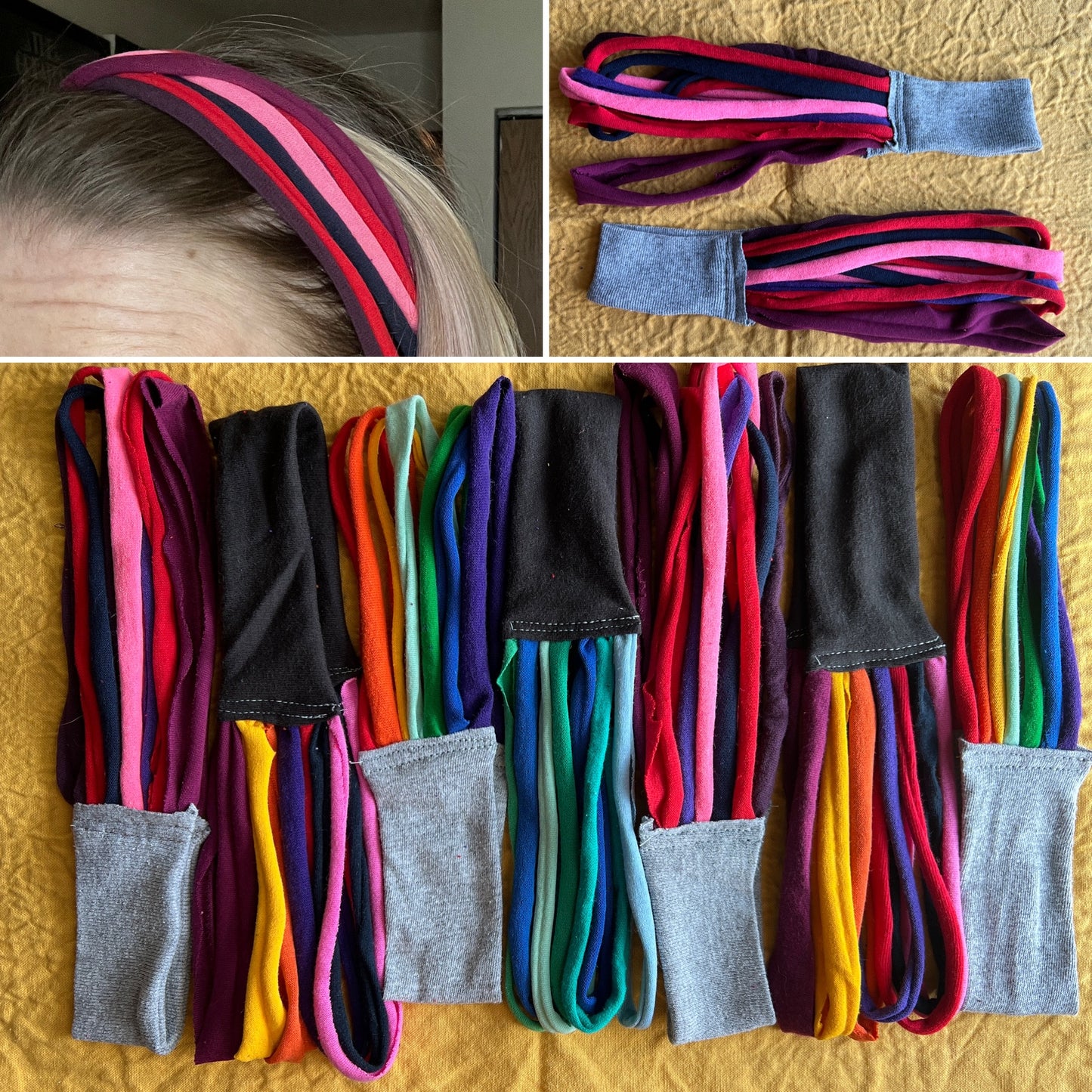 Handmade Accessories - Upcycled Necktie Wristband - Tshirt Strips Headband