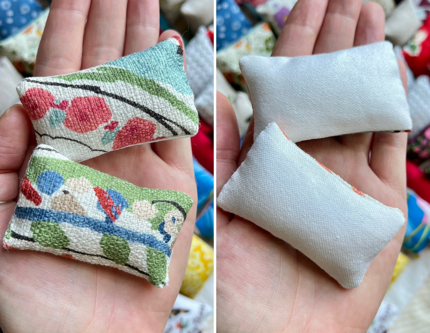 Doll Pillows E - Set of Two Handmade Miniatures - 1:12 Scale