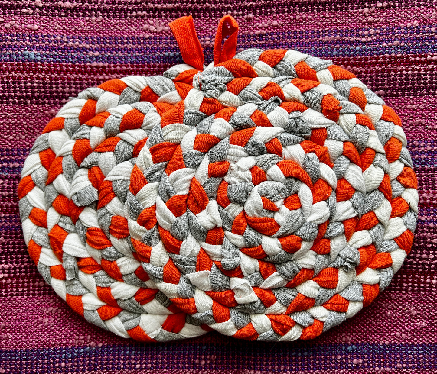 Trivet Potholders - Hot Colors Collection - Handbraided & Handsewn - Set of Two