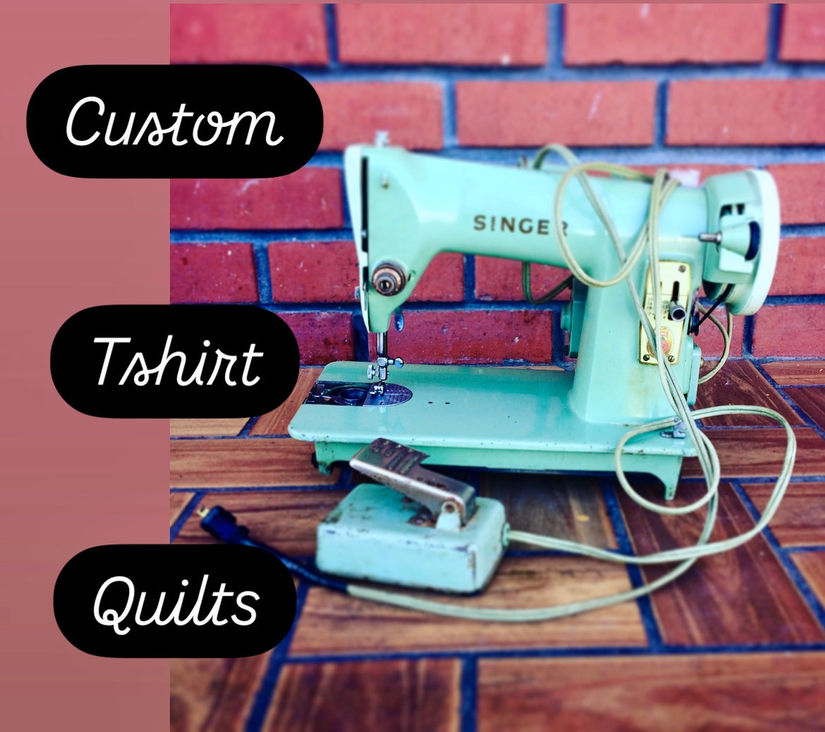 Custom tshirt quilts vintage sewing machine