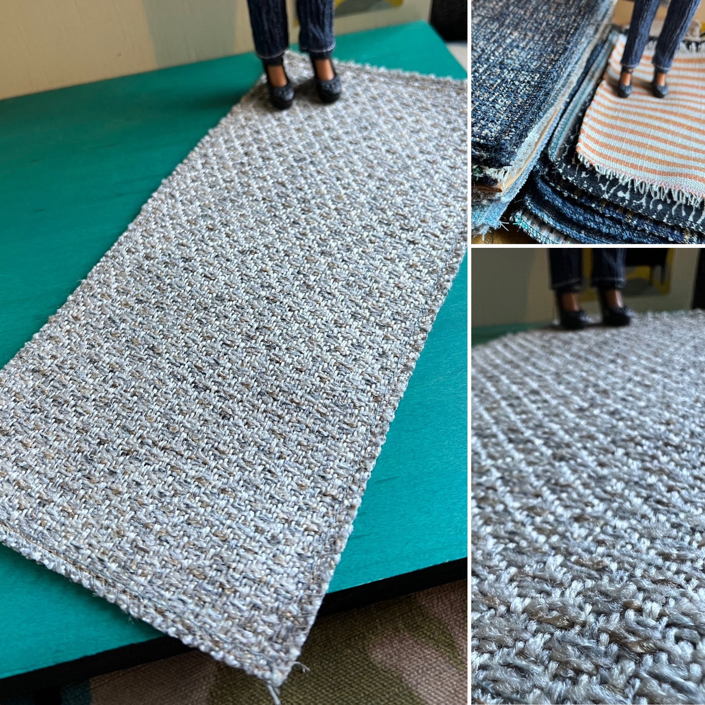Miniature Dollhouse Rug - Upholstery Sample - 1:12 or 1:6 Scale