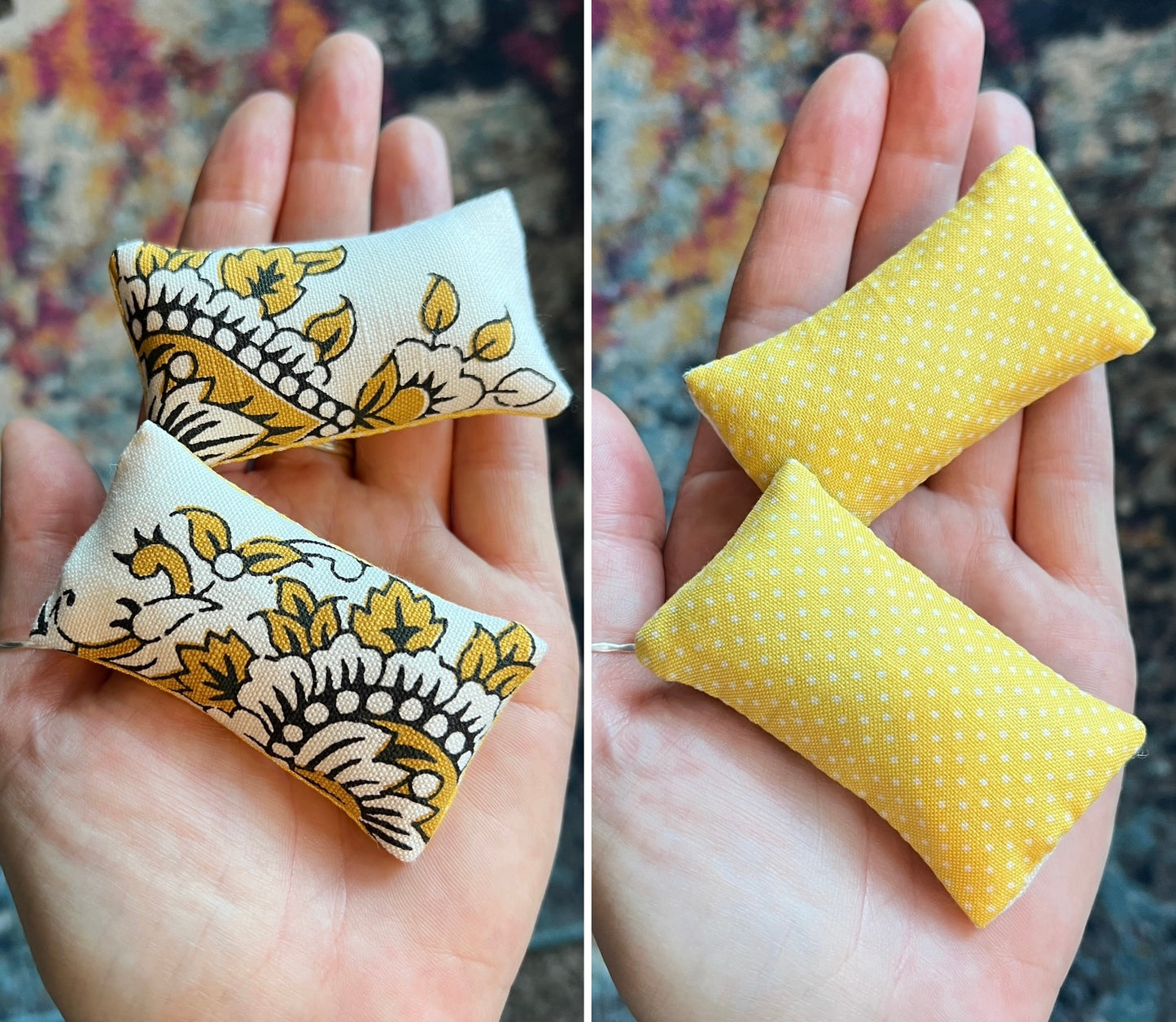 Doll Pillow Set of Two - Pair of Miniature Throw Pillows - 1:12 Scale