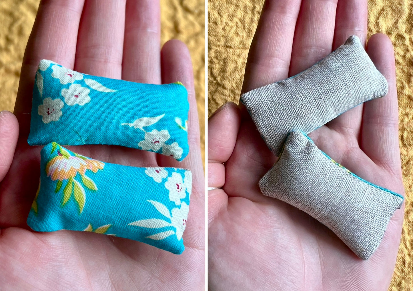 Doll Pillow Set of Two - Pair of Miniature Throw Pillows - 1:12 Scale