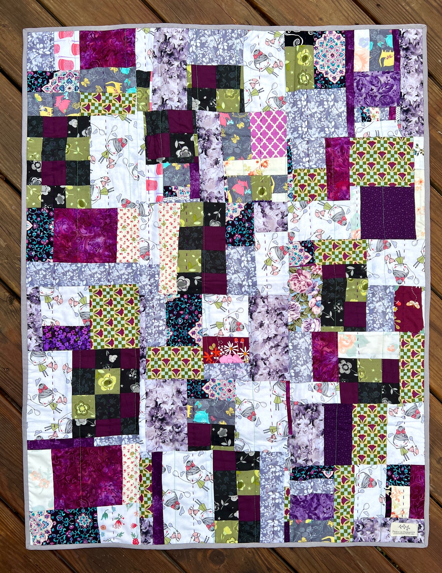 Small Quilt - Baby Blanket - Pet Quilt for Dogs or Cats - Hand-quilted Detail - Scrappy Quilt Art