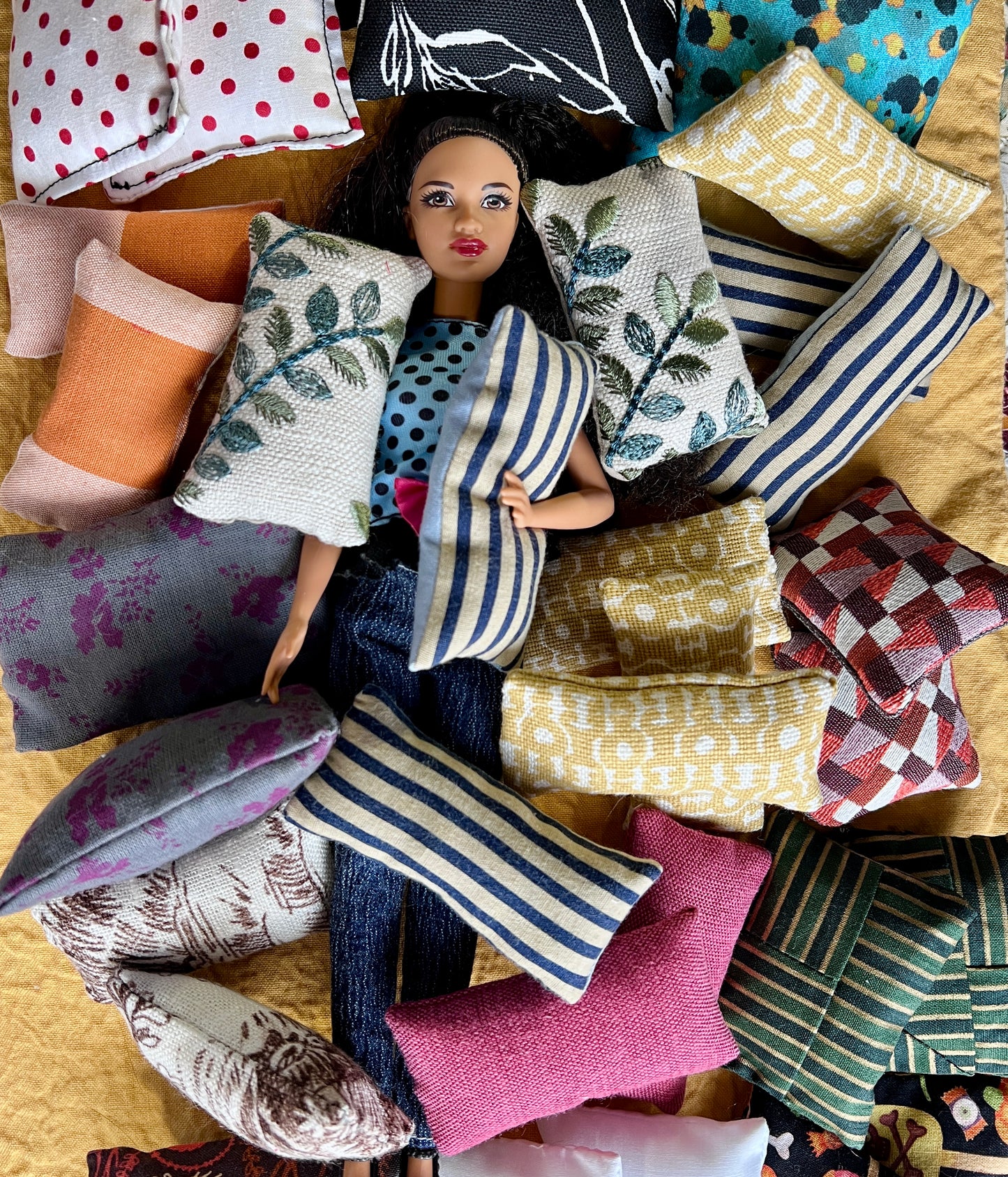 Barbie Doll Pillows - Pair of Miniature Throw Pillows -  1:6 Scale