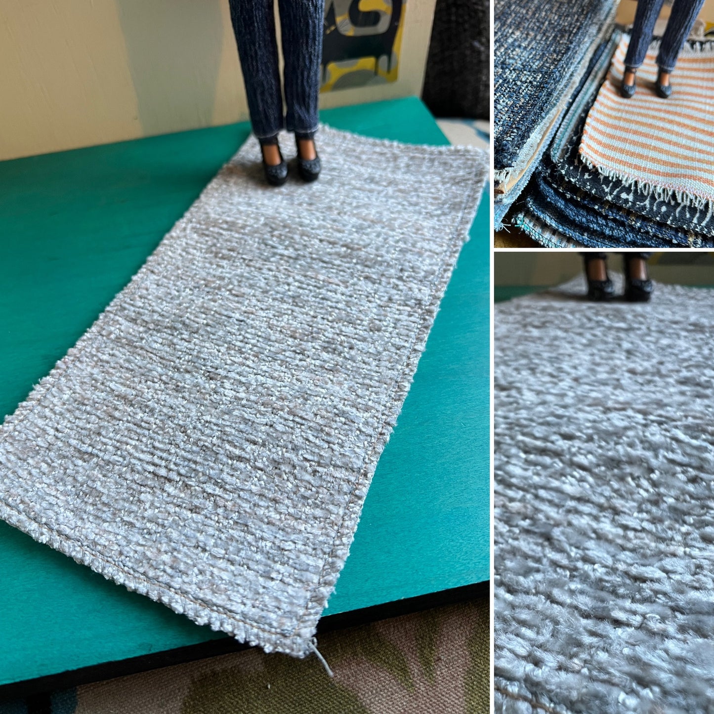 Miniature Dollhouse Rug - Upholstery Sample - 1:12 or 1:6 Scale