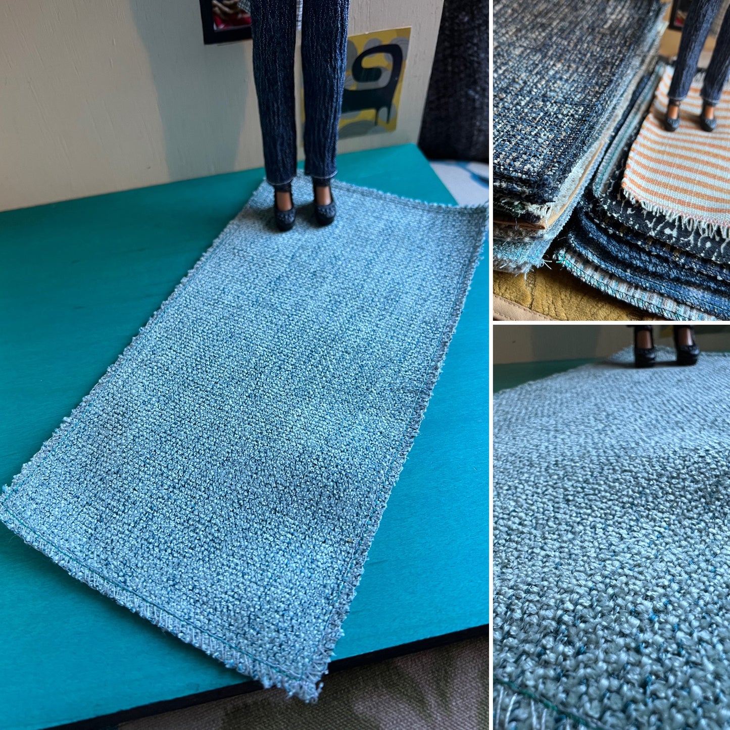 Miniature Dollhouse Rug - Upholstery Sample - 1:12 or 1:6 Scale