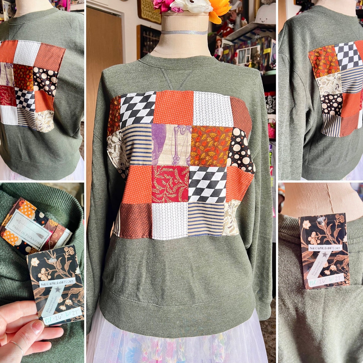 A Quilty Crewneck Sweatshirt or Longsleeve Tee - Thrifted Upcycled Clothing