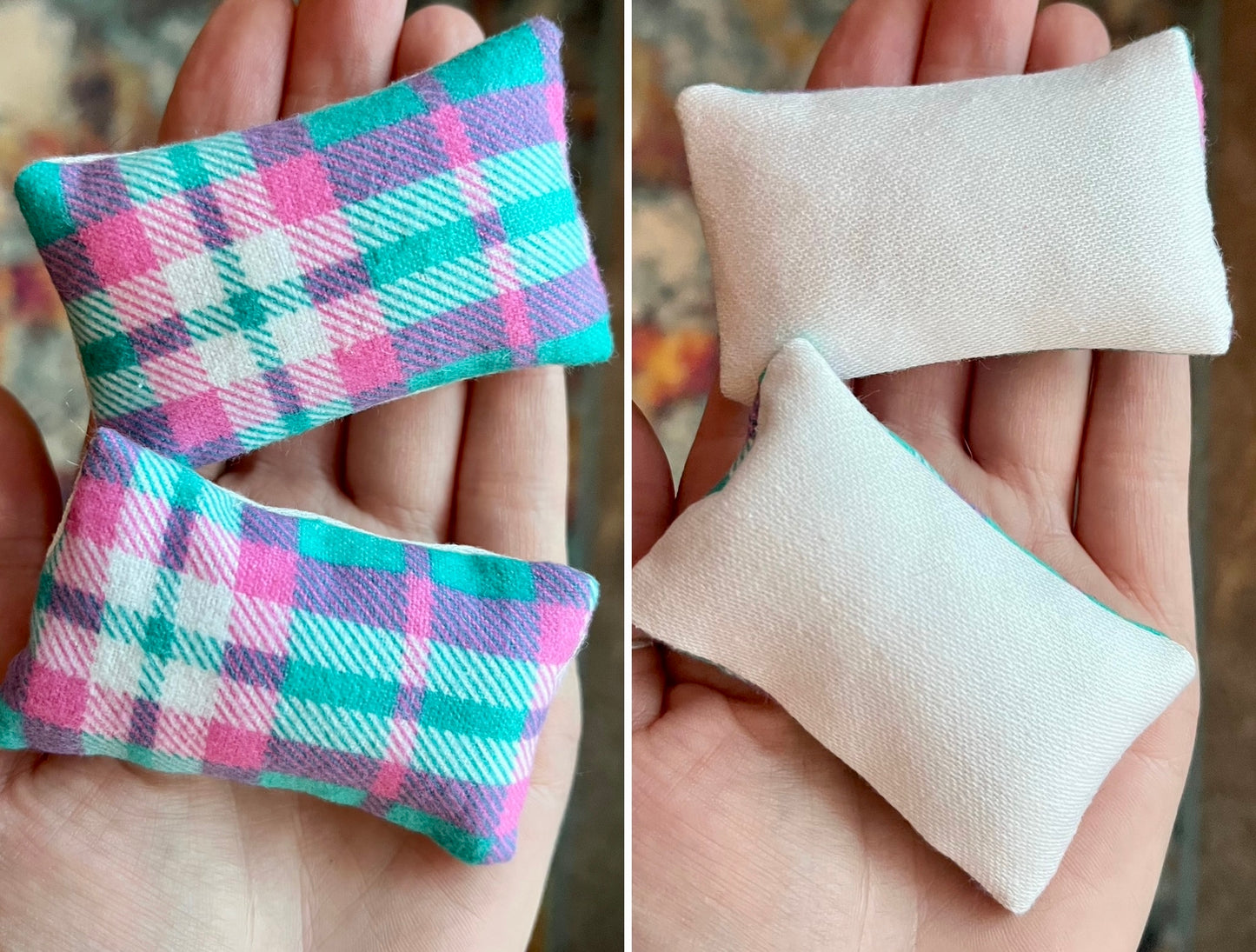 Barbie Doll Pillows - Handmade miniatures Set of Two -  1:6 Scale