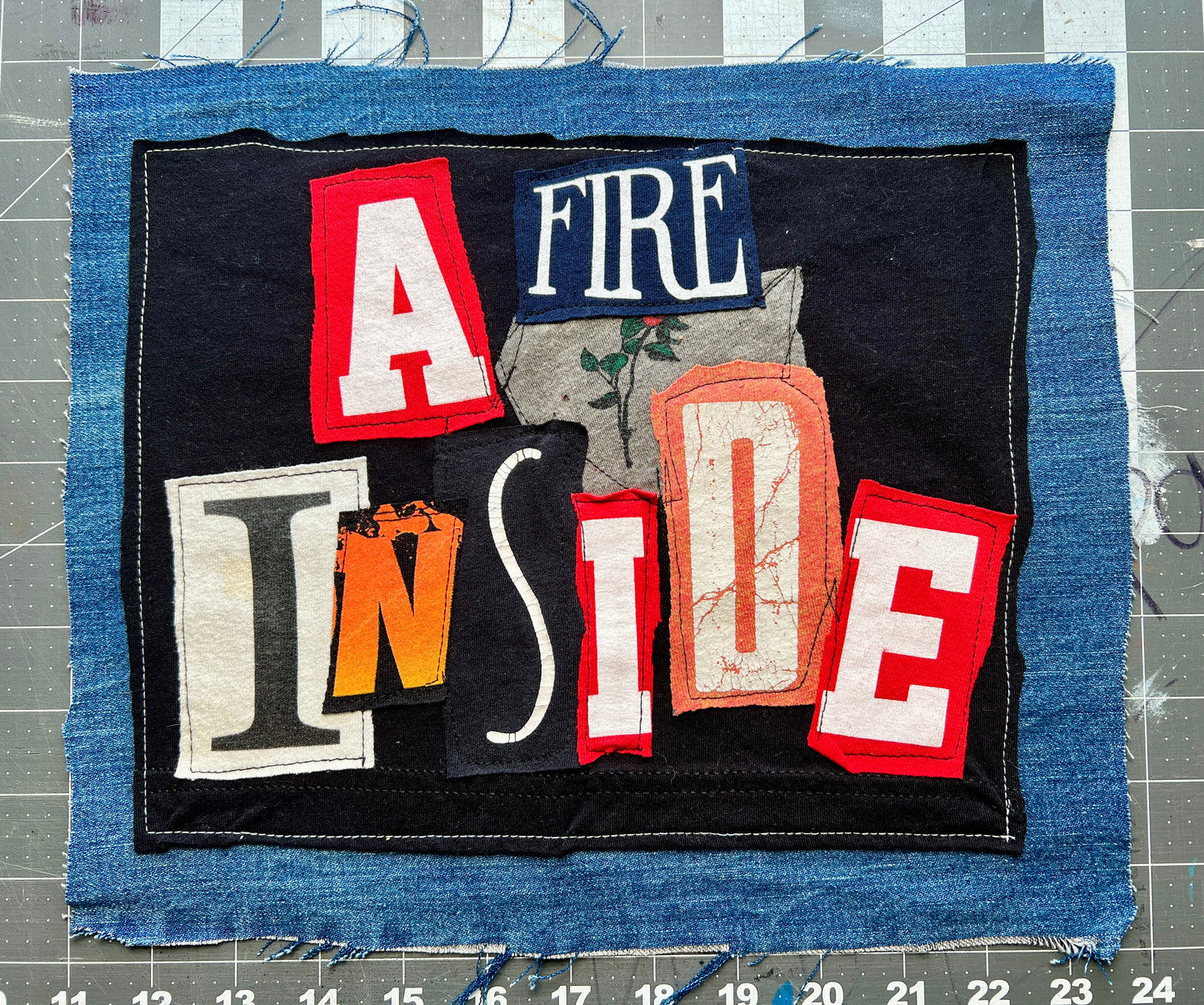 Panic Punk Patch - Ransom Note Letters on Denim