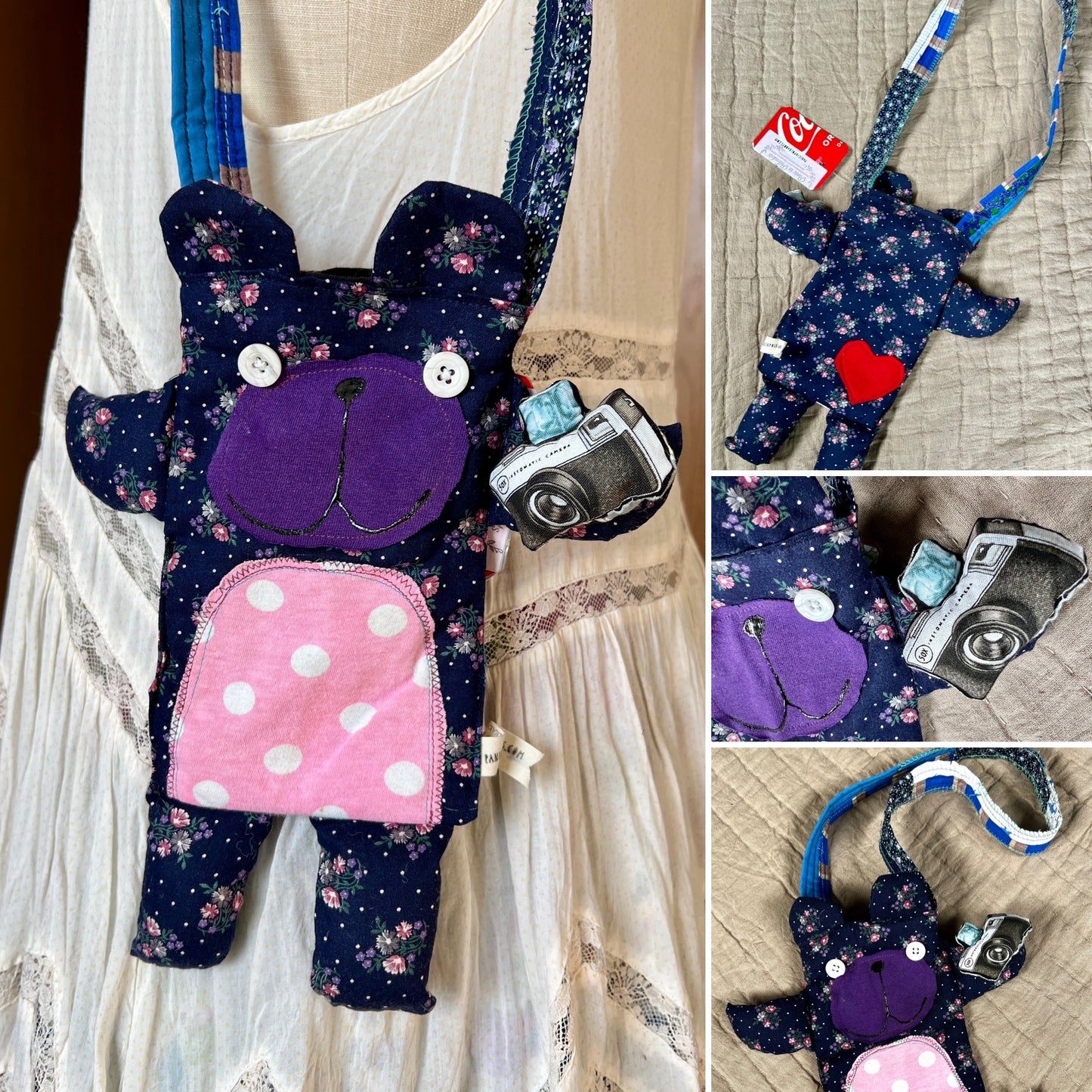 Handcrafted Tote Bag - Monster or Animal Friend - Small Satchel