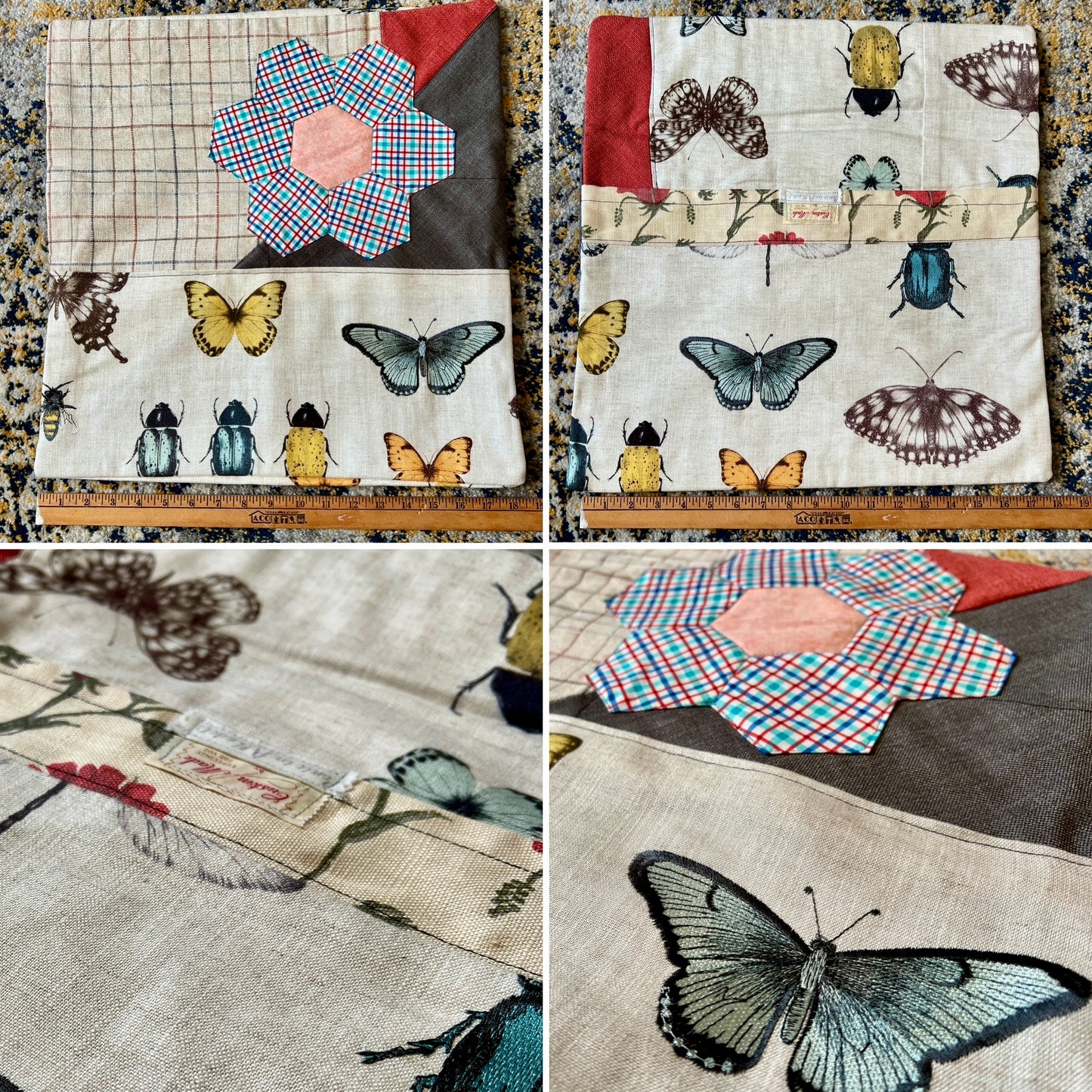 Large Pillow Cover - Envelope Back Closure - 18x18 inches - Designer Fabrics or Rainbow Stripes