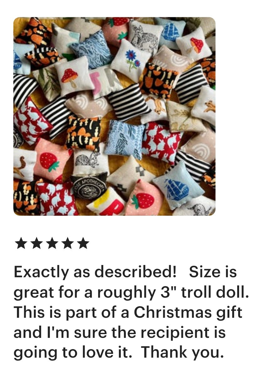 Doll Pillow Set of Two - Pair of Miniature Throw Pillows - 1:12 Scale