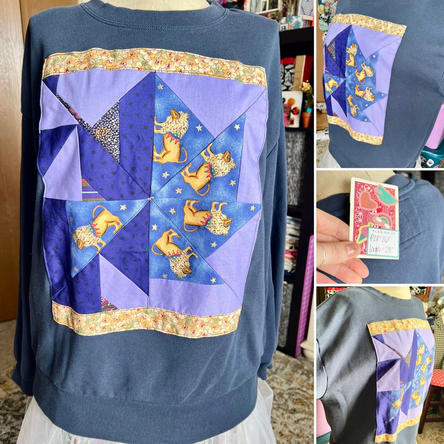 A Quilty Crewneck Sweatshirt or Longsleeve Tee - Thrifted Upcycled Clothing