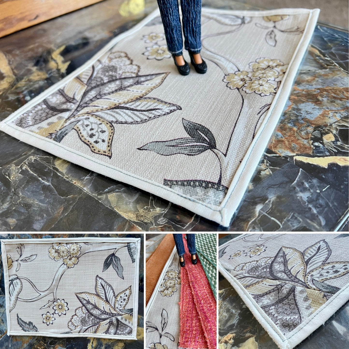 Miniature Dollhouse Rug - Upholstery Sample - 1:12 or 1:6 Scale