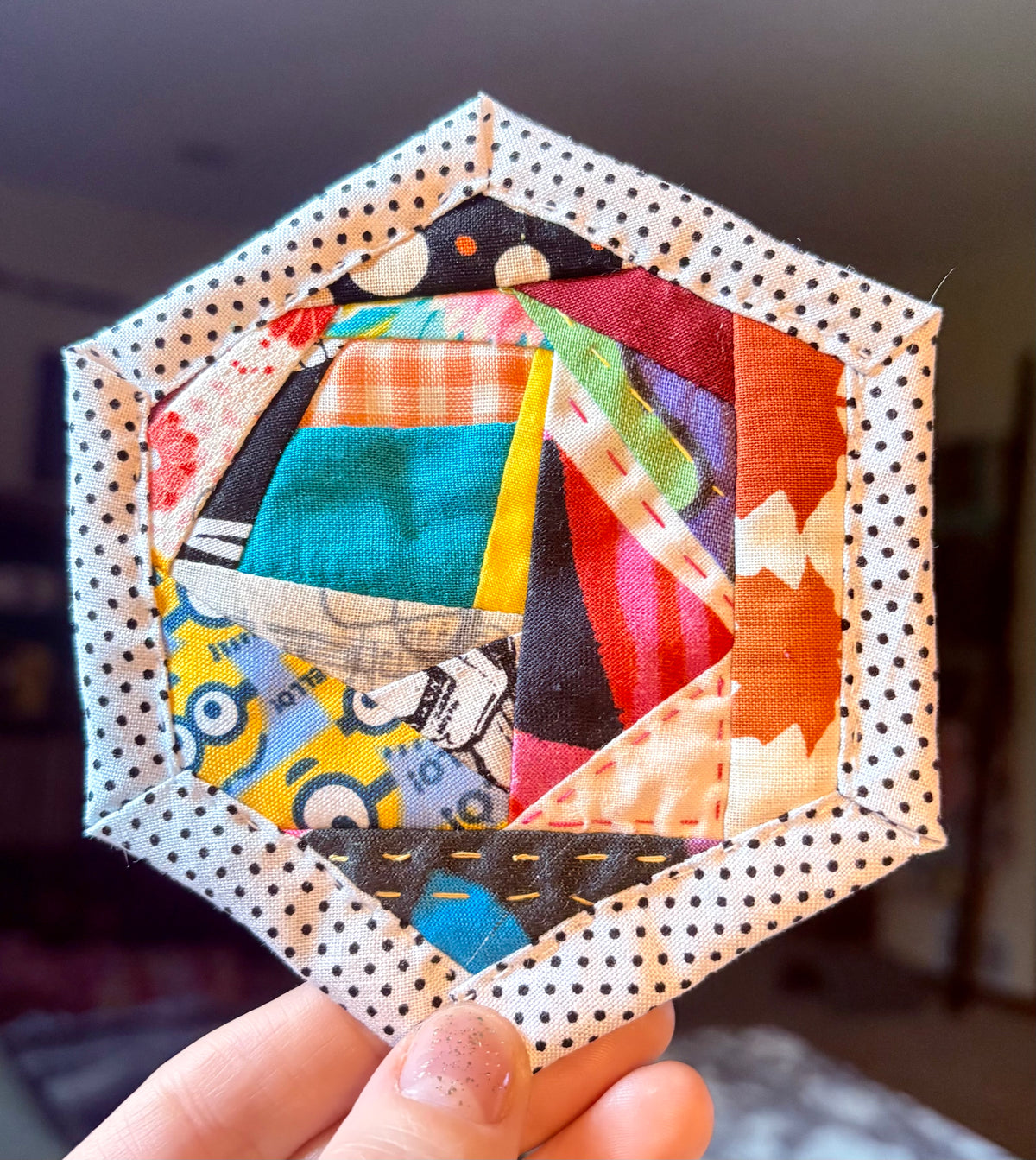 Quilted Coaster - Washable and Reusable - Squares or Hexagons -  Set of One