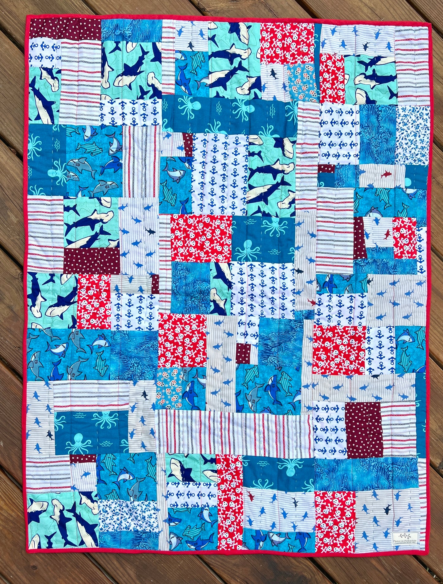Small Quilt - Baby Blanket - Pet Quilt for Dogs or Cats - Hand-quilted Detail - Scrappy Quilt Art