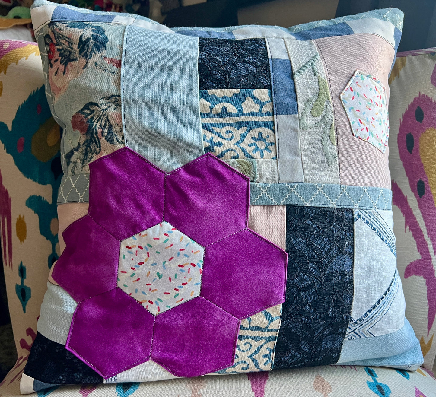 Large Pillow Cover - Envelope Back Closure - 18x18 inches - Designer Fabrics or Rainbow Stripes