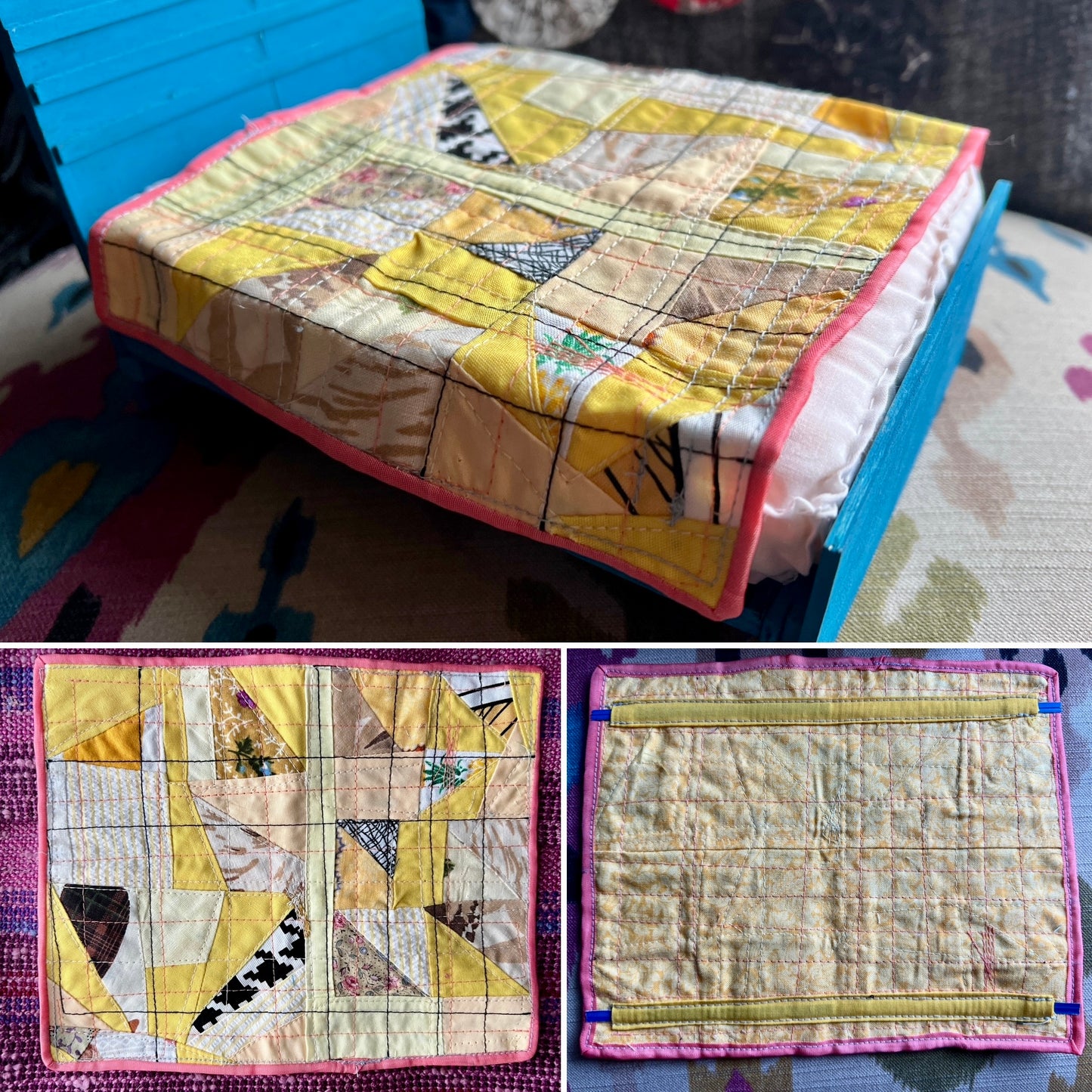 Barbie Dollhouse Quilt - Handmade Miniature Quilts - 1:6 Scale or 1:12 Scale