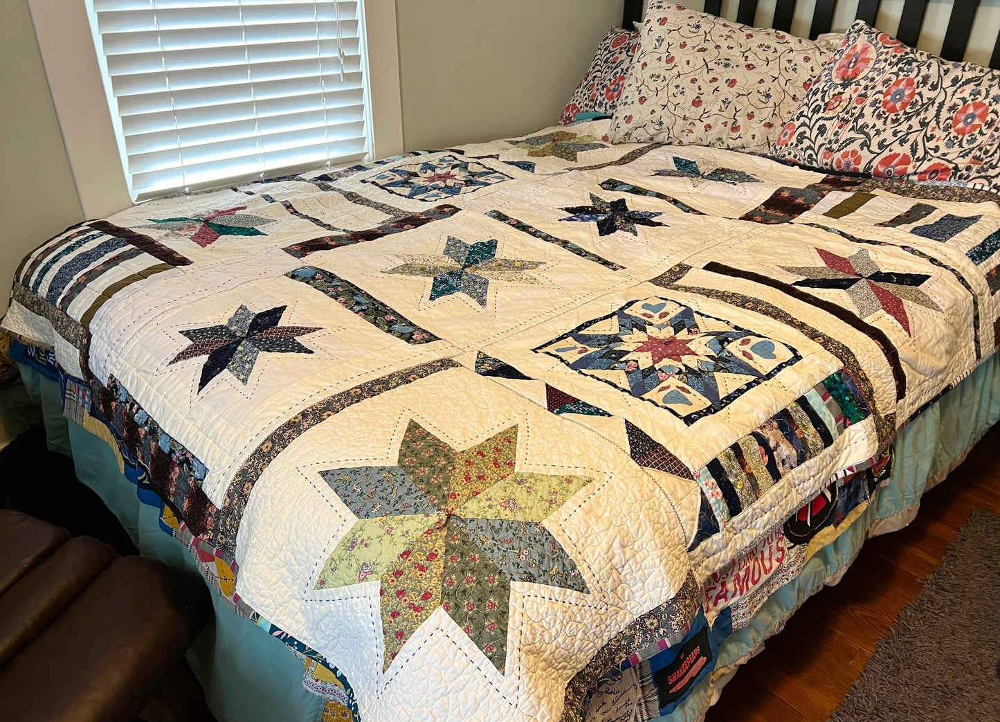 Stars and Stripes Quilt - Eight Point Star - Quilt Art - Twin Sized