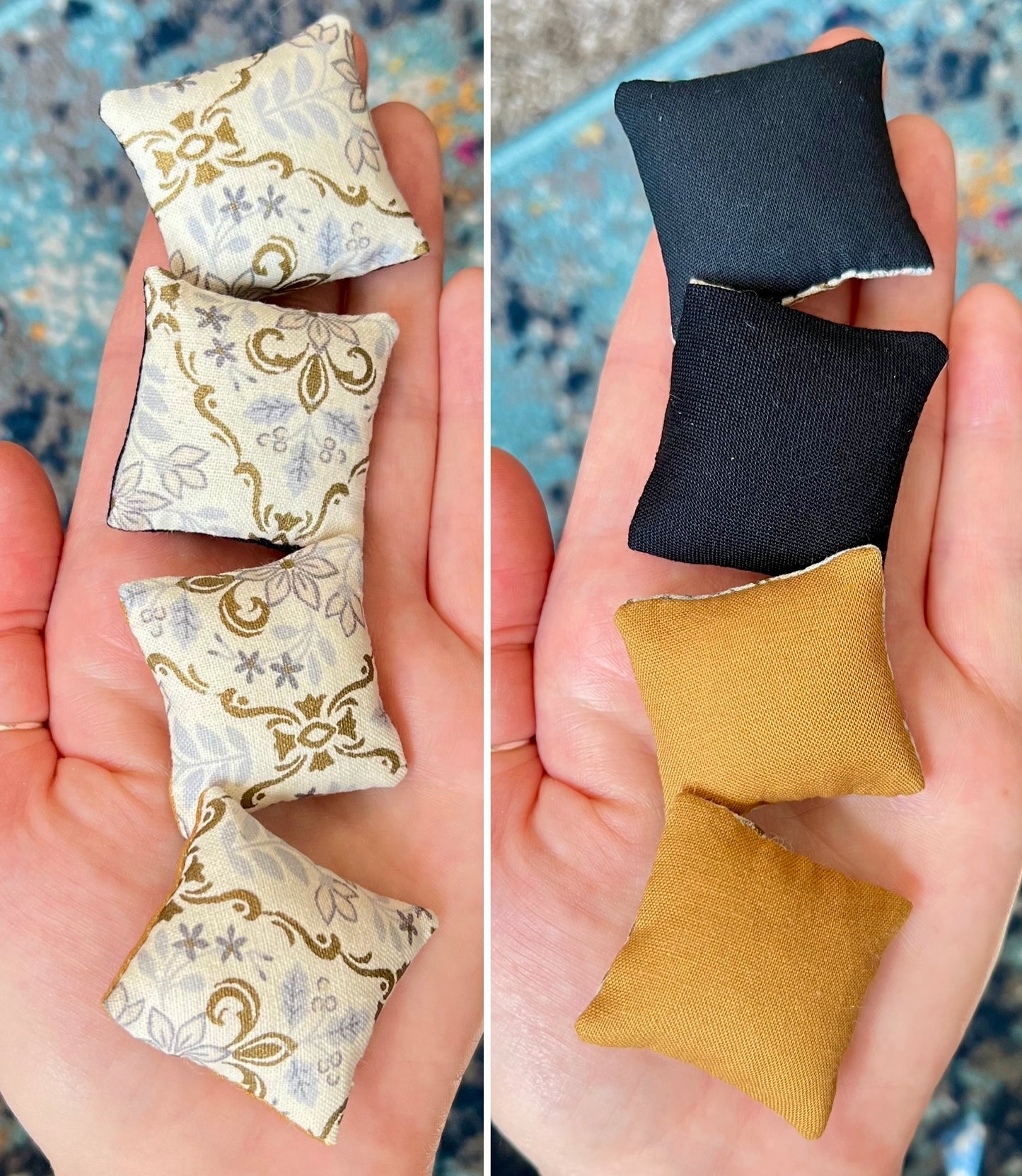 Doll Pillows A - Tiny Set of Two Handmade Miniatures - 1:12 Scale or 1:24 Scale